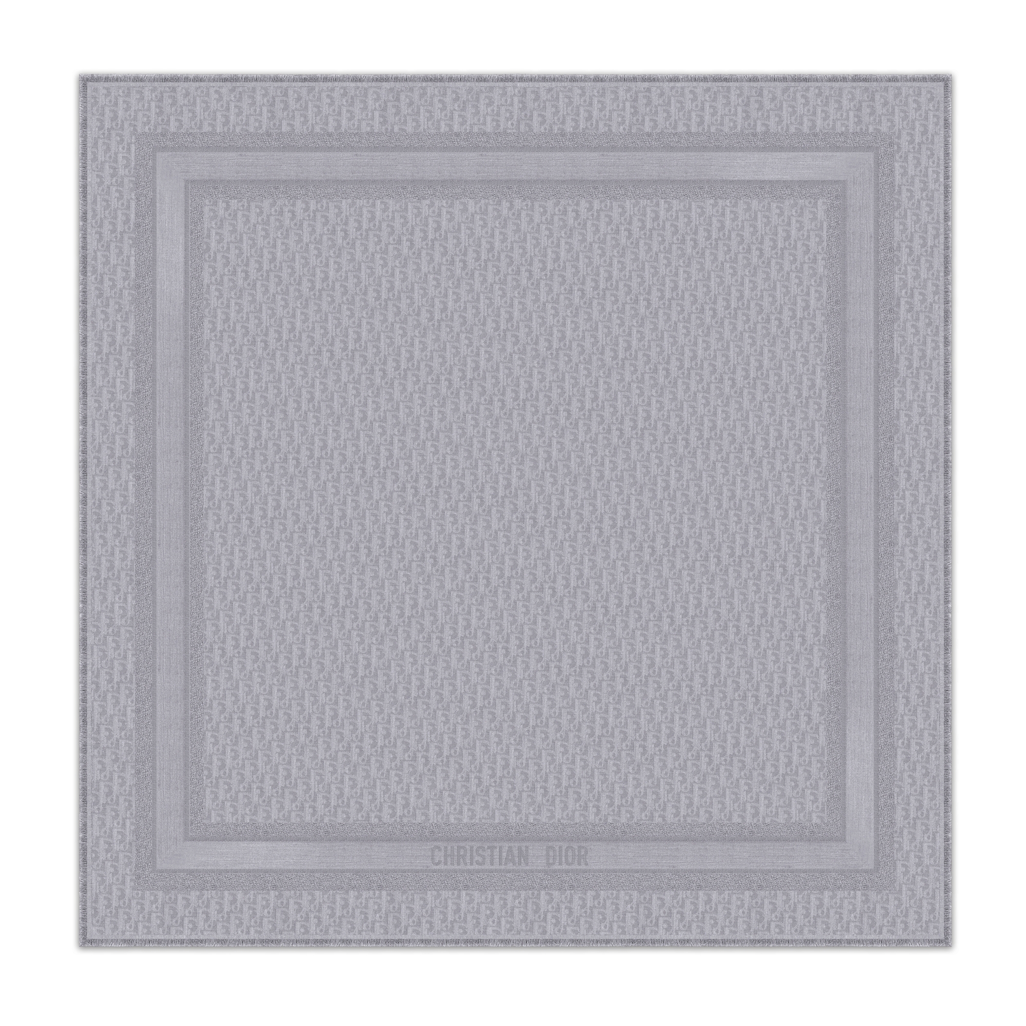 Dior 印花披肩 灰色绵羊毛混纺面料 Oblique 印花 E01