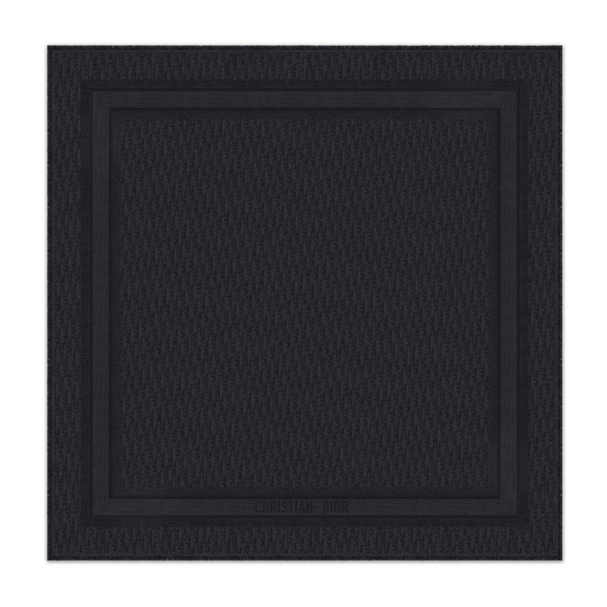 Dior 印花披肩 黑色绵羊毛混纺面料 Oblique 印花 E01