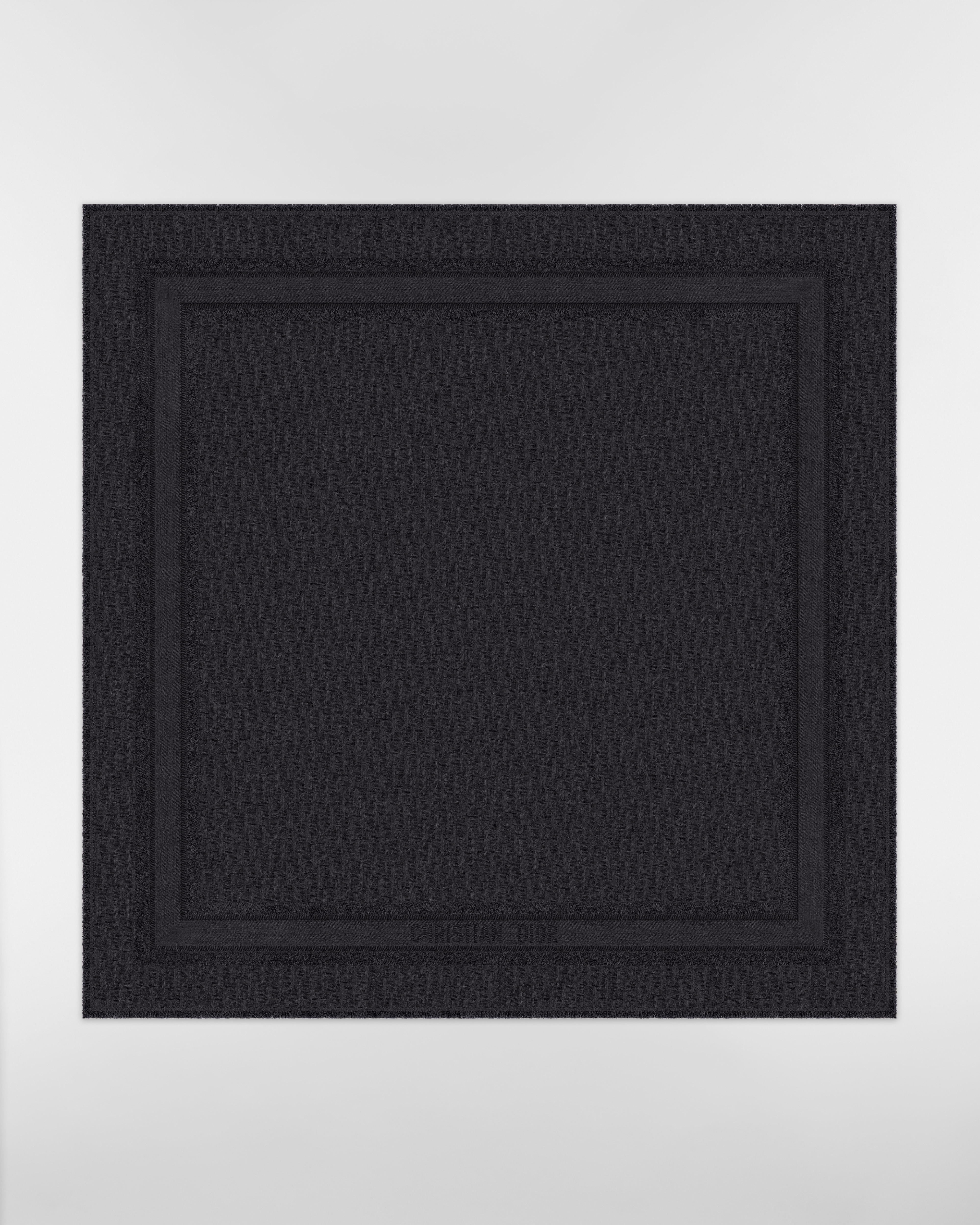 Dior 印花披肩 黑色绵羊毛混纺面料 Oblique 印花 E01