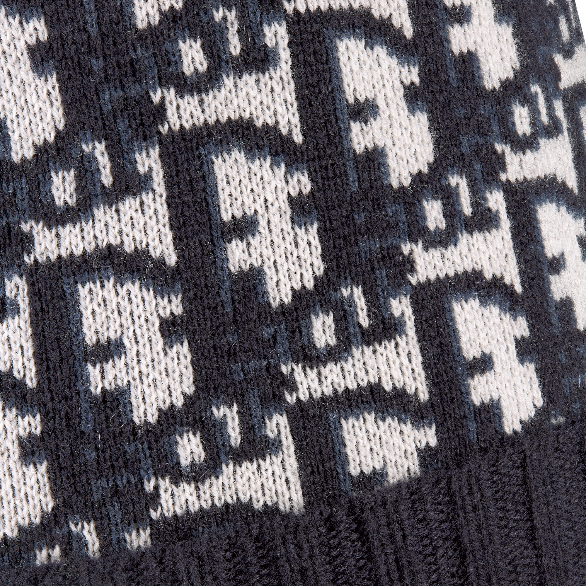 Dior 印花针织帽 海军蓝色山羊绒 Oblique 印花搭配绒球 E09