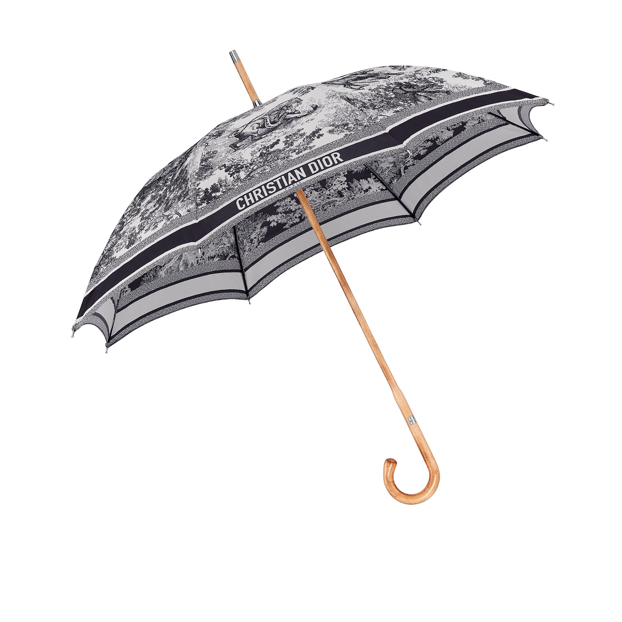 クリスチャンディオール長傘トロッター柄 希少 Christian Dior トロッター柄 長傘 雨傘 シルバー タグ付き