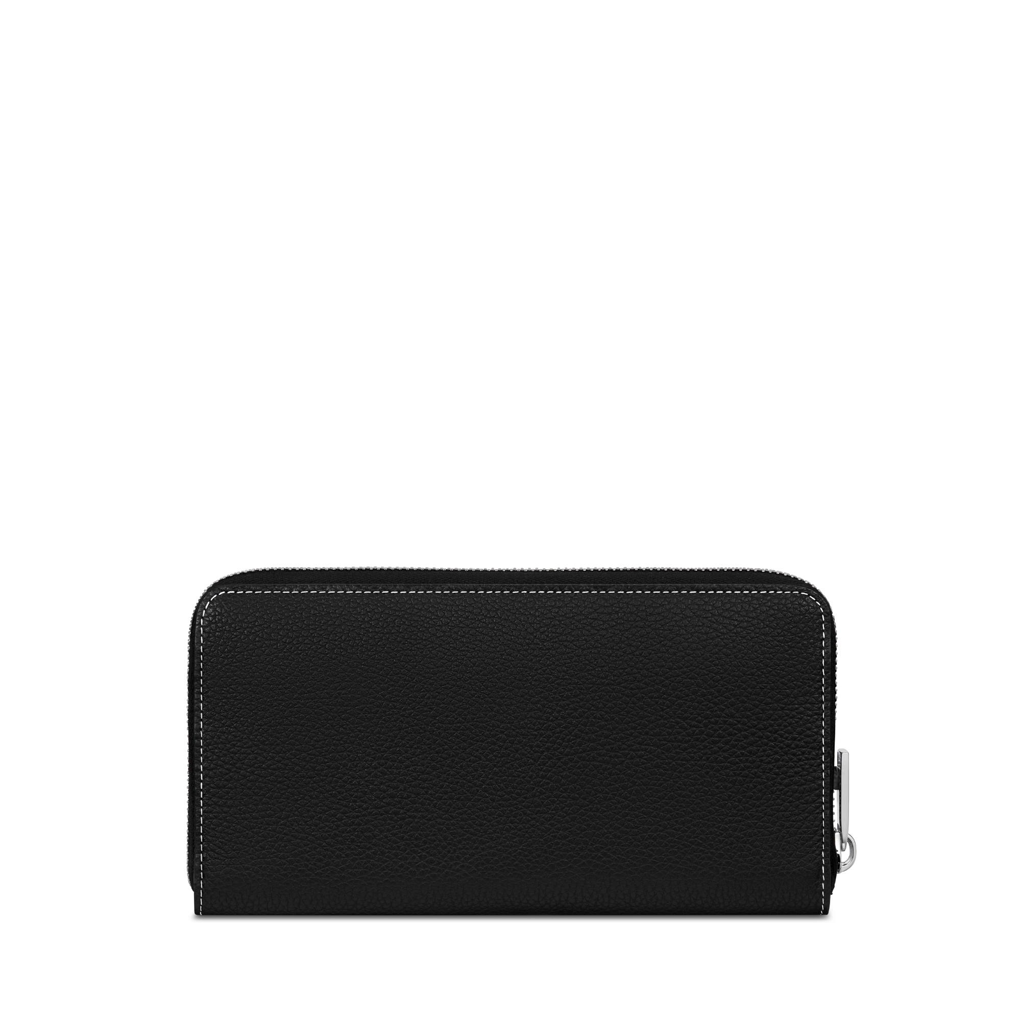 马鞍长款拉链式钱包 黑色细工镶嵌粒面牛皮革 E08