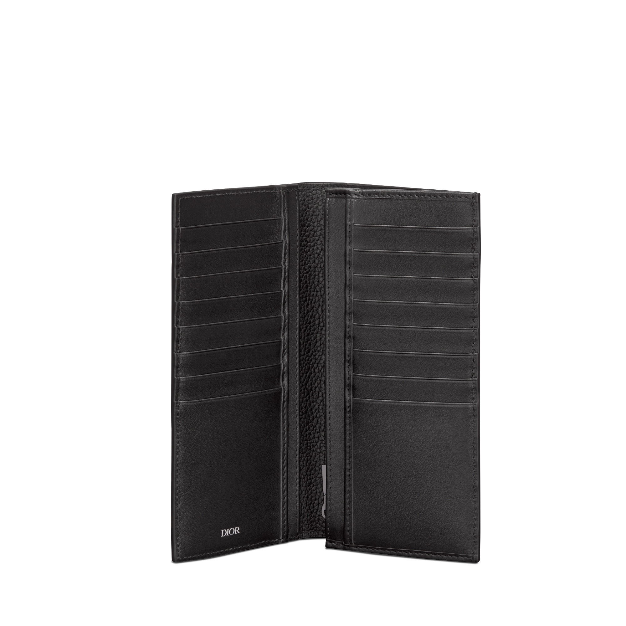 马鞍长款竖版钱包 黑色粒面牛皮革 E07