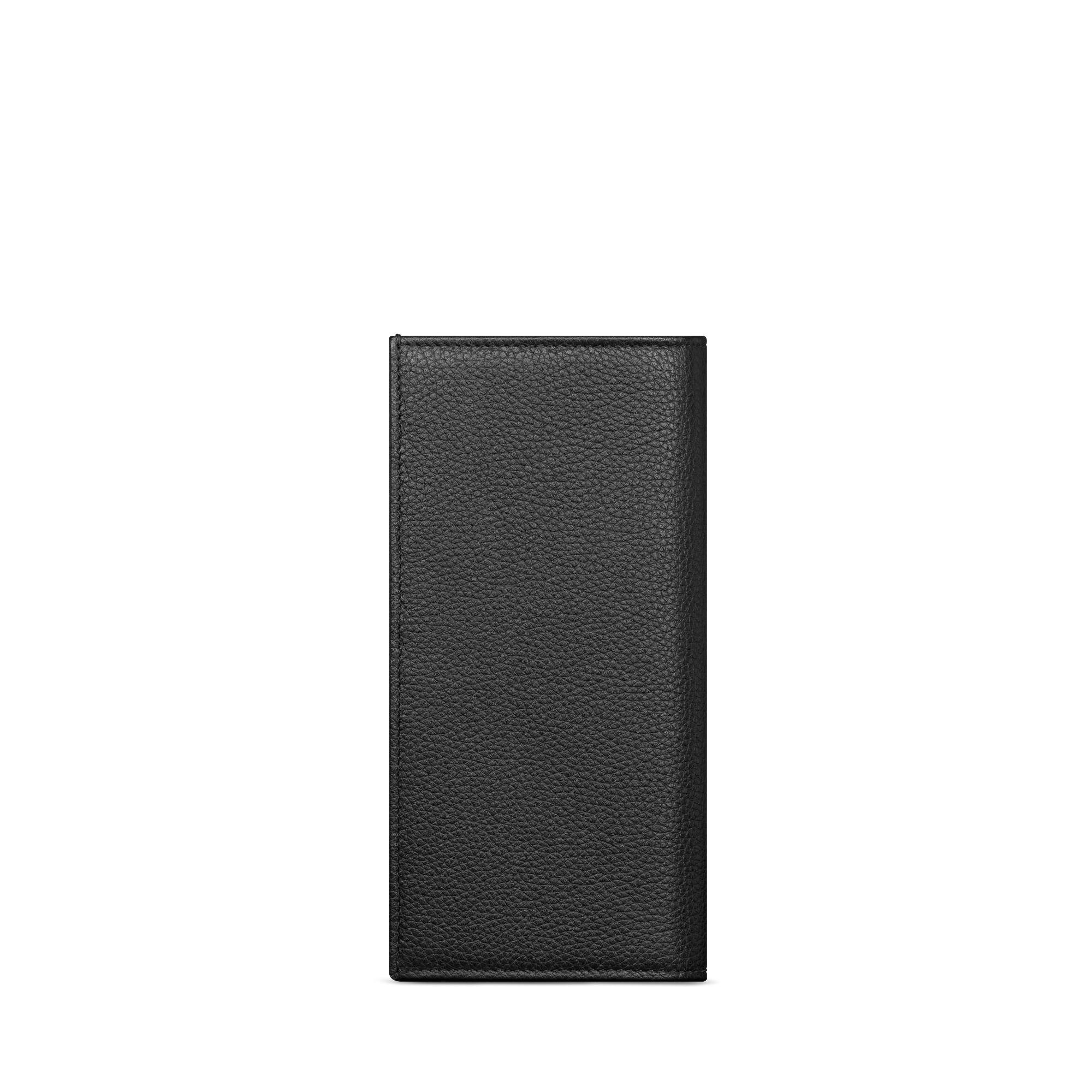 马鞍长款竖版钱包 黑色细工镶嵌粒面牛皮革搭配米色和黑色 Oblique 印花面料 E08