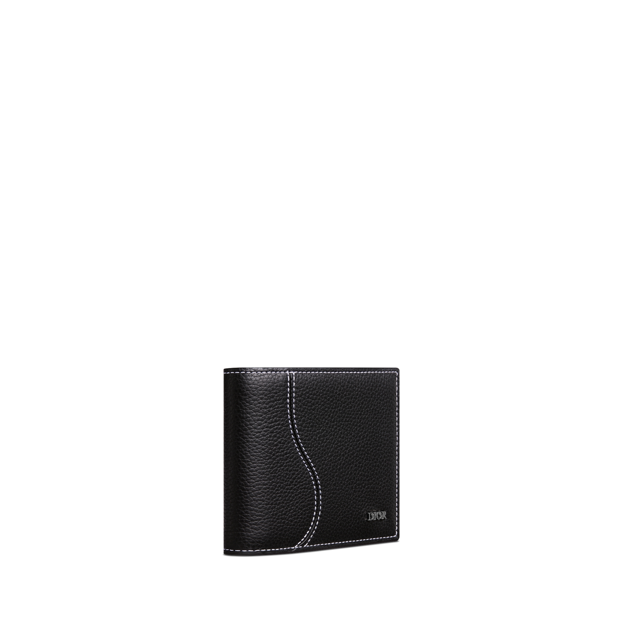 双折马鞍钱包 黑色细工镶嵌粒面牛皮革 E03