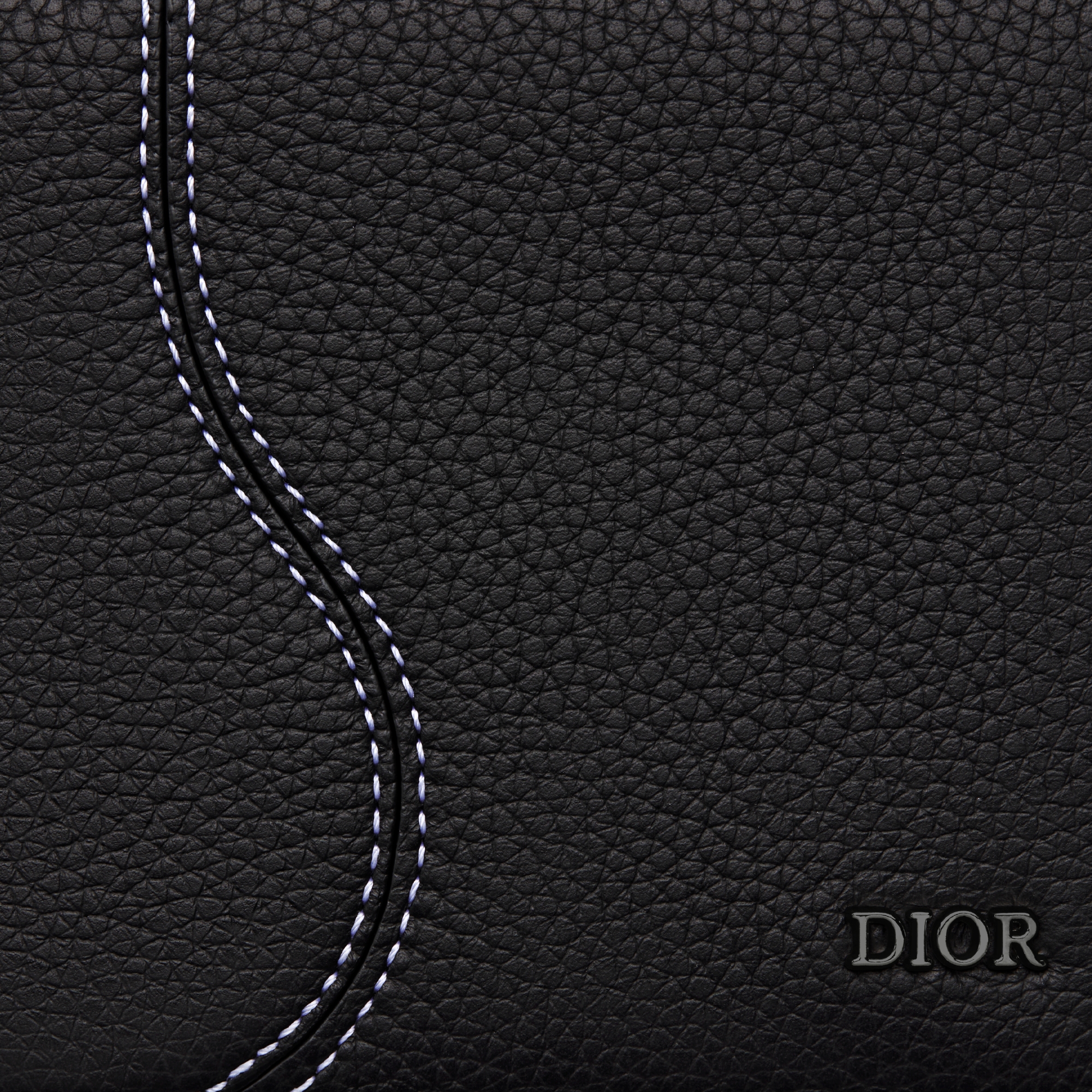 双折马鞍钱包 黑色细工镶嵌粒面牛皮革 E09