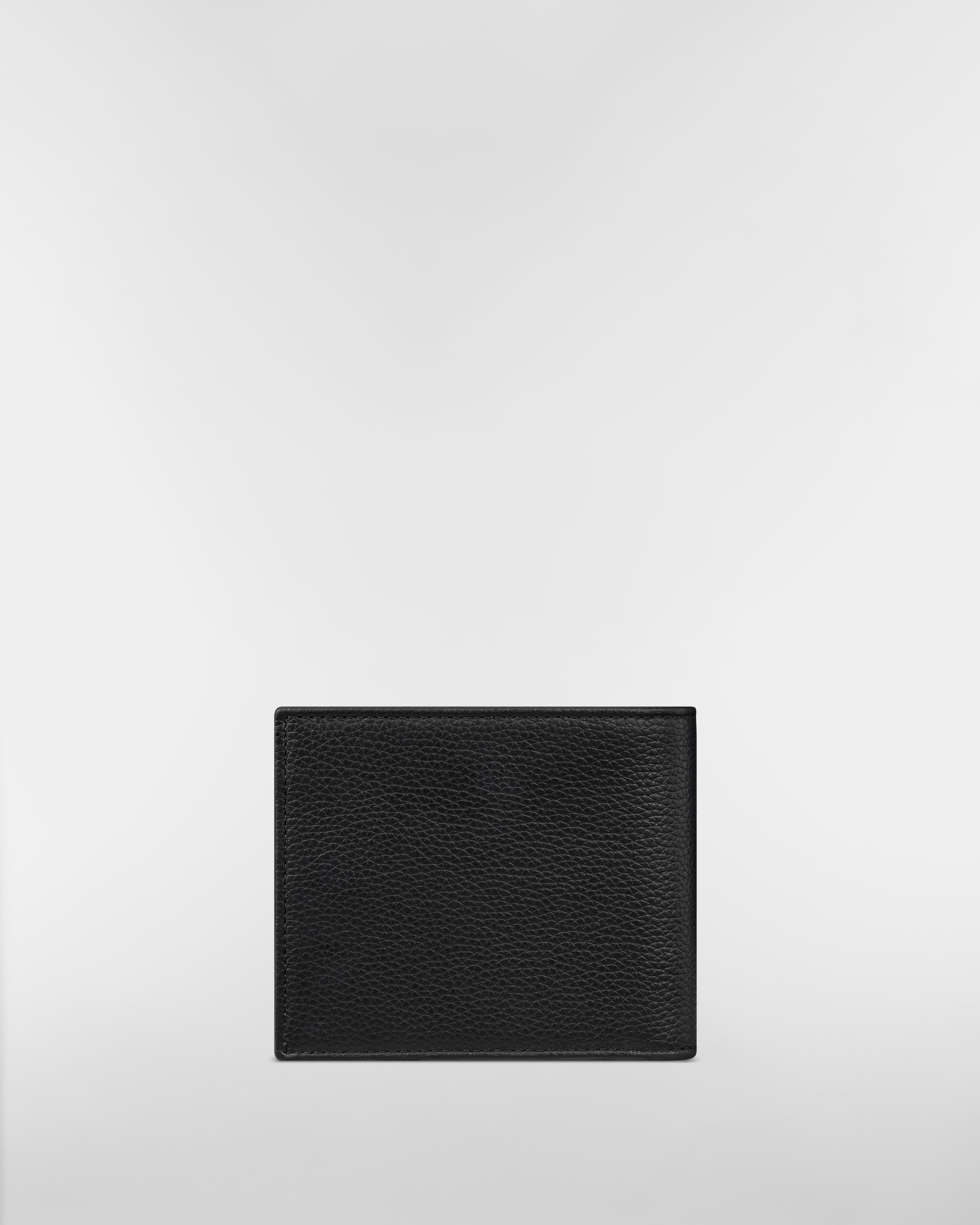 双折马鞍钱包 黑色粒面牛皮革和银色调金属光泽 Oblique 印花面料细工镶嵌 E08