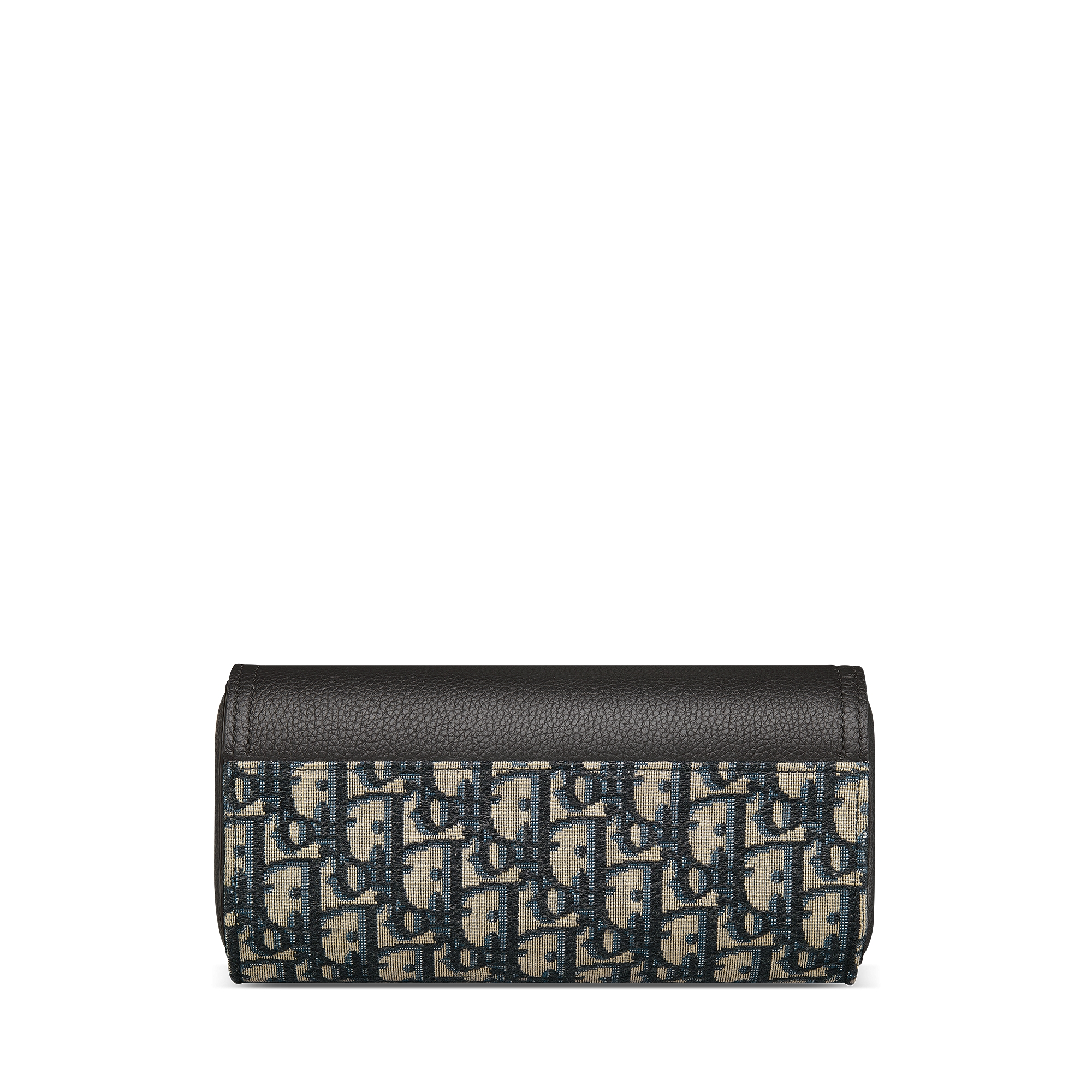 马鞍表盒 米色和黑色 Oblique 印花面料搭配黑色粒面牛皮革 E08