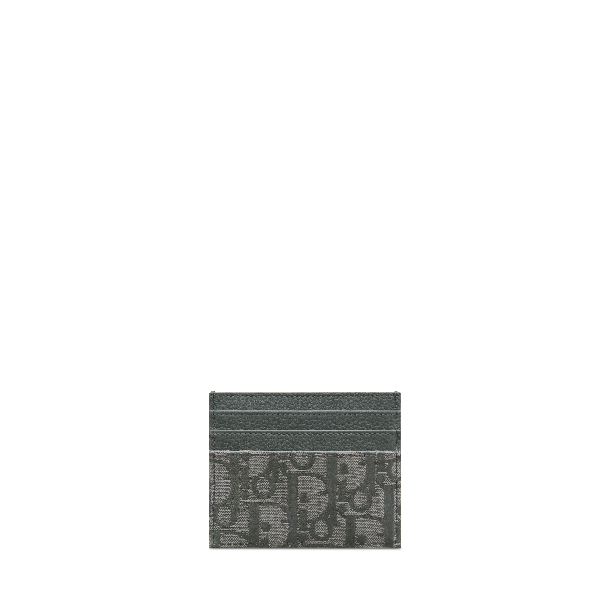 马鞍卡夹 煤灰色细工镶嵌粒面牛皮革和煤灰色 Oblique 印花帆布 E08