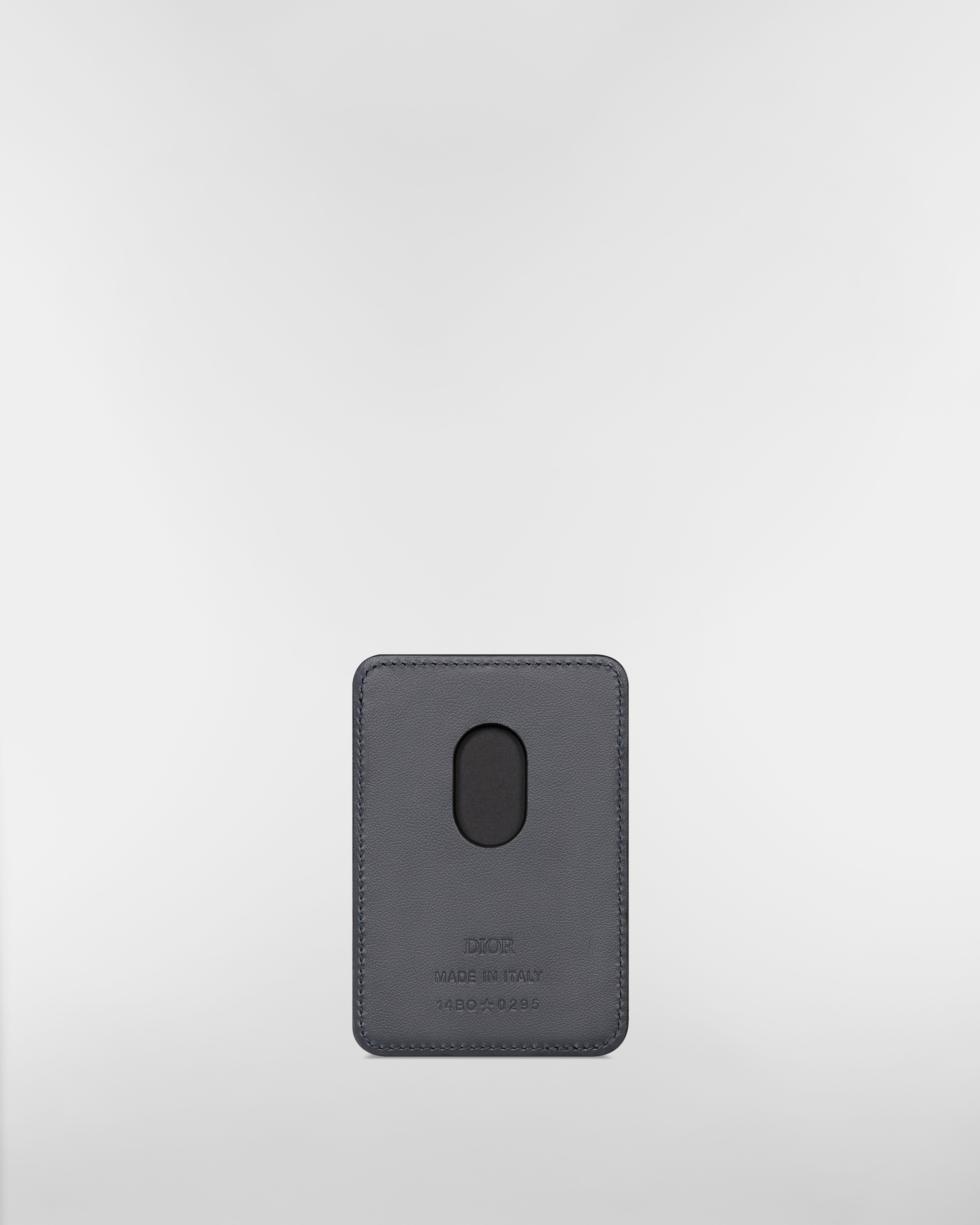 马鞍磁性卡夹 黑色粒面牛皮革和银色调金属光泽 Oblique 印花面料细工镶嵌 E08