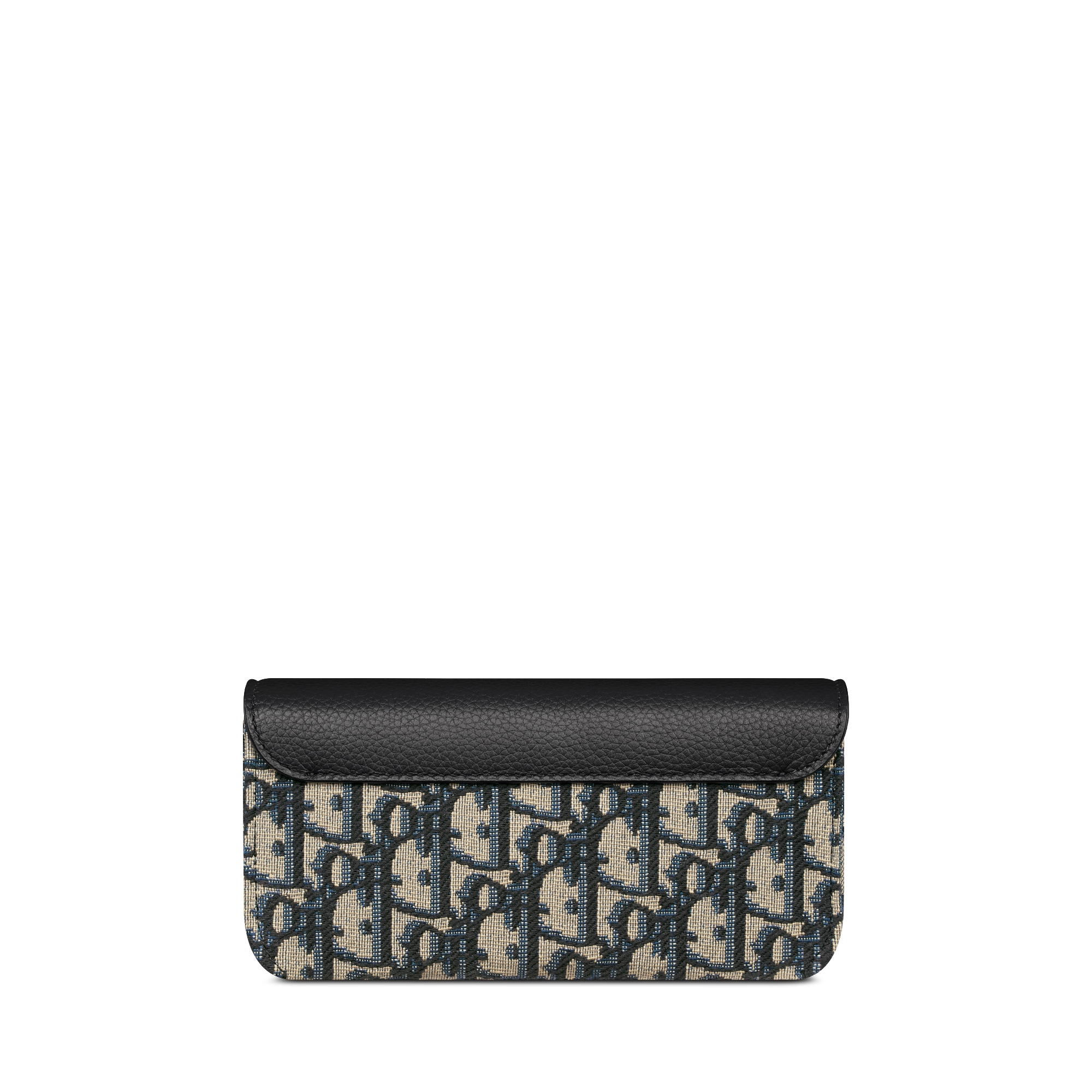 马鞍眼镜盒 米色和黑色 Oblique 印花面料和黑色粒面牛皮革 E08