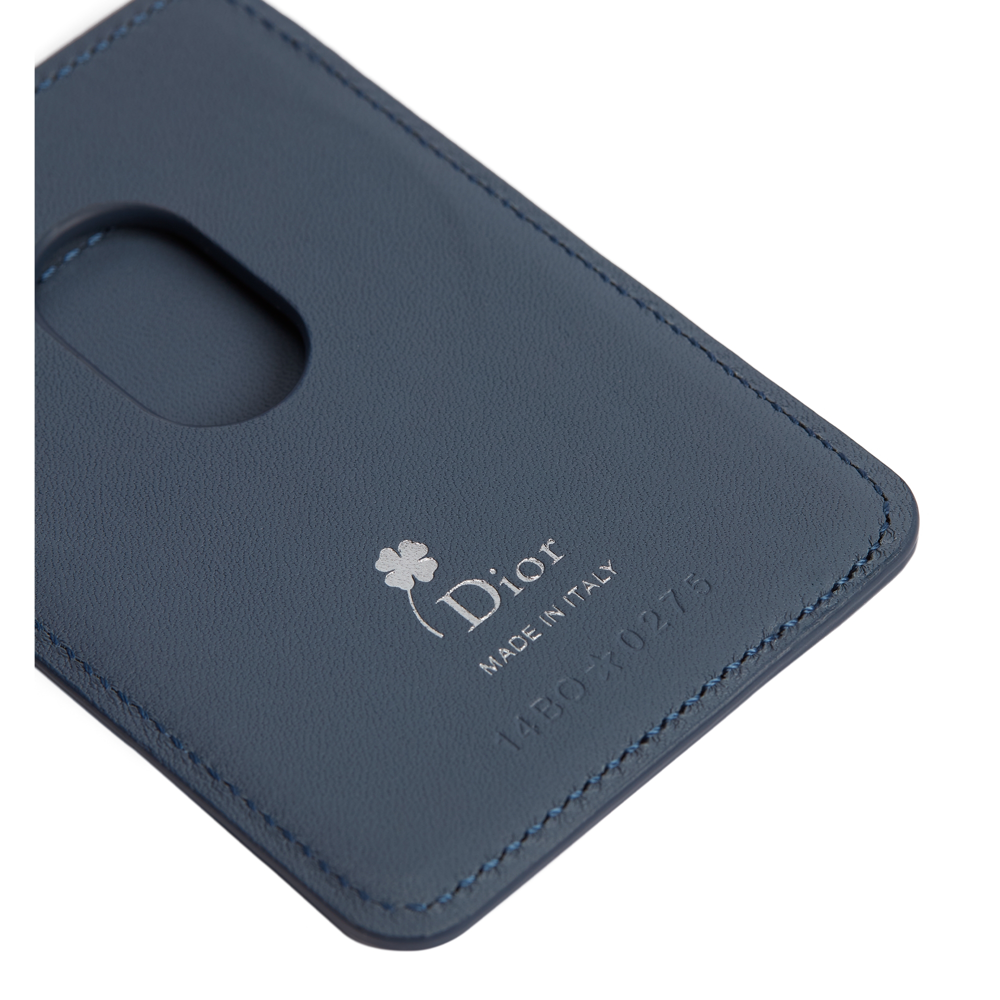 磁性卡夹 蓝色牛皮革白色 Book Cover 压花图案 E09