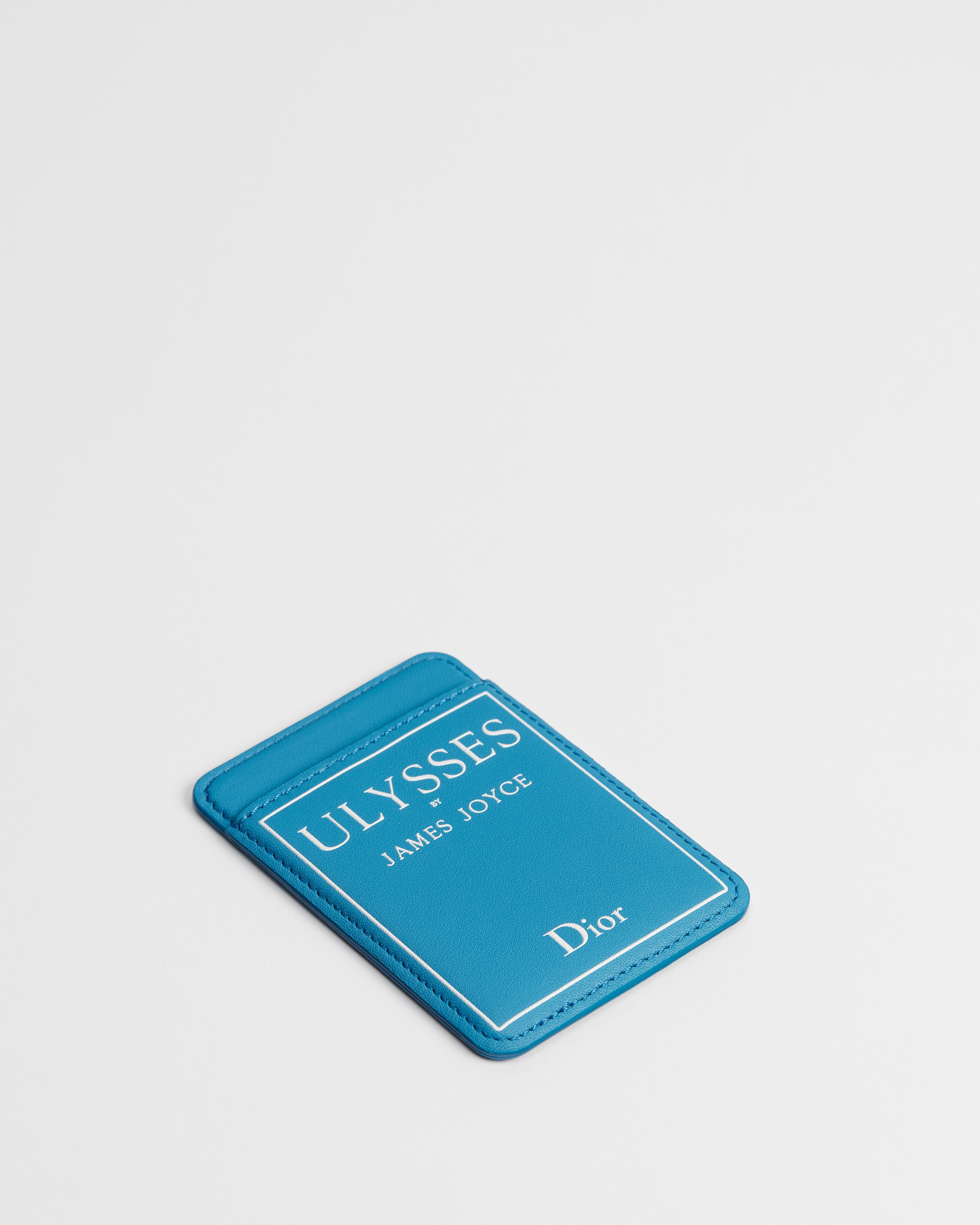 磁性卡夹 淡蓝色牛皮革白色 Book Cover 压花图案 E03