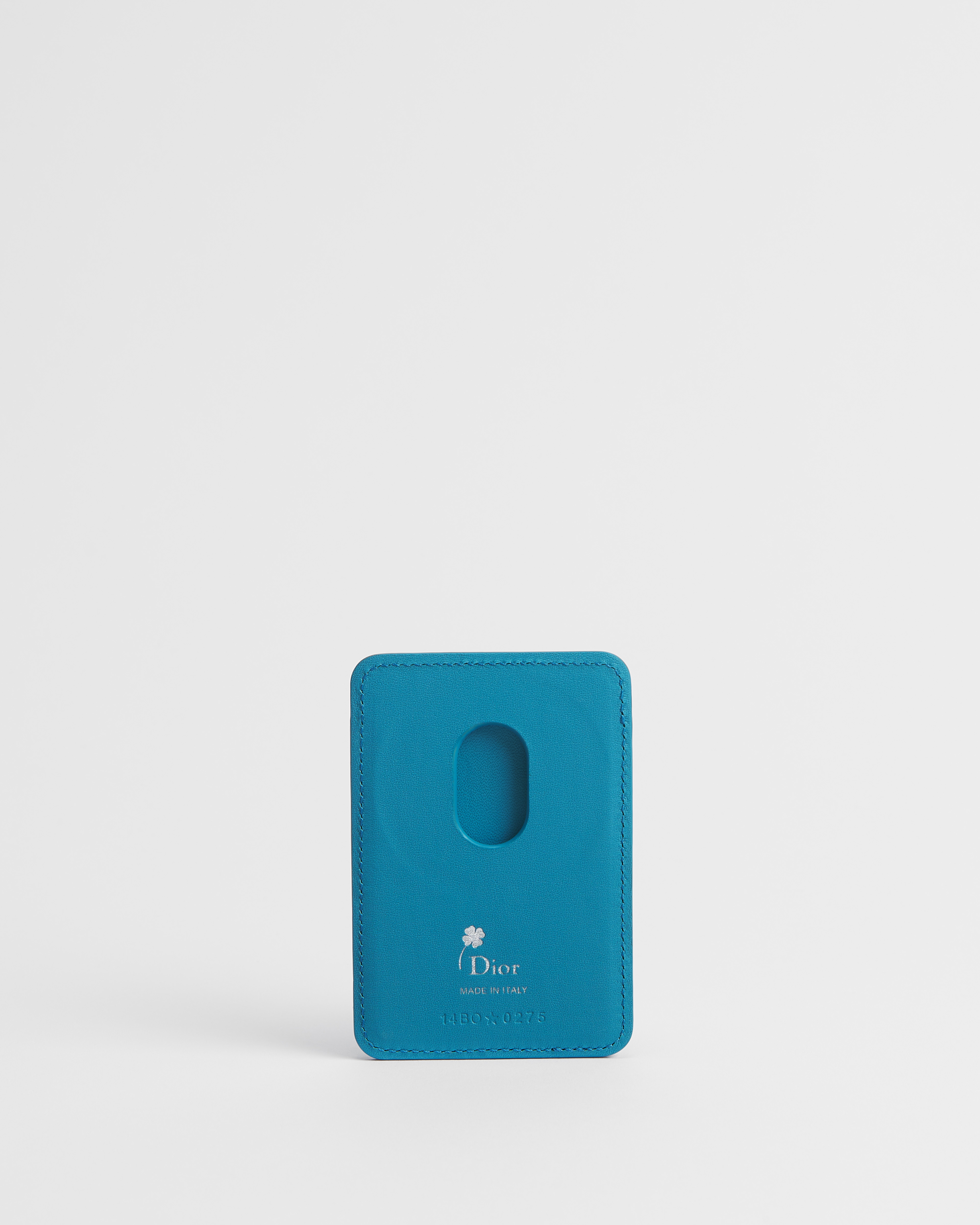 磁性卡夹 淡蓝色牛皮革白色 Book Cover 压花图案 E08