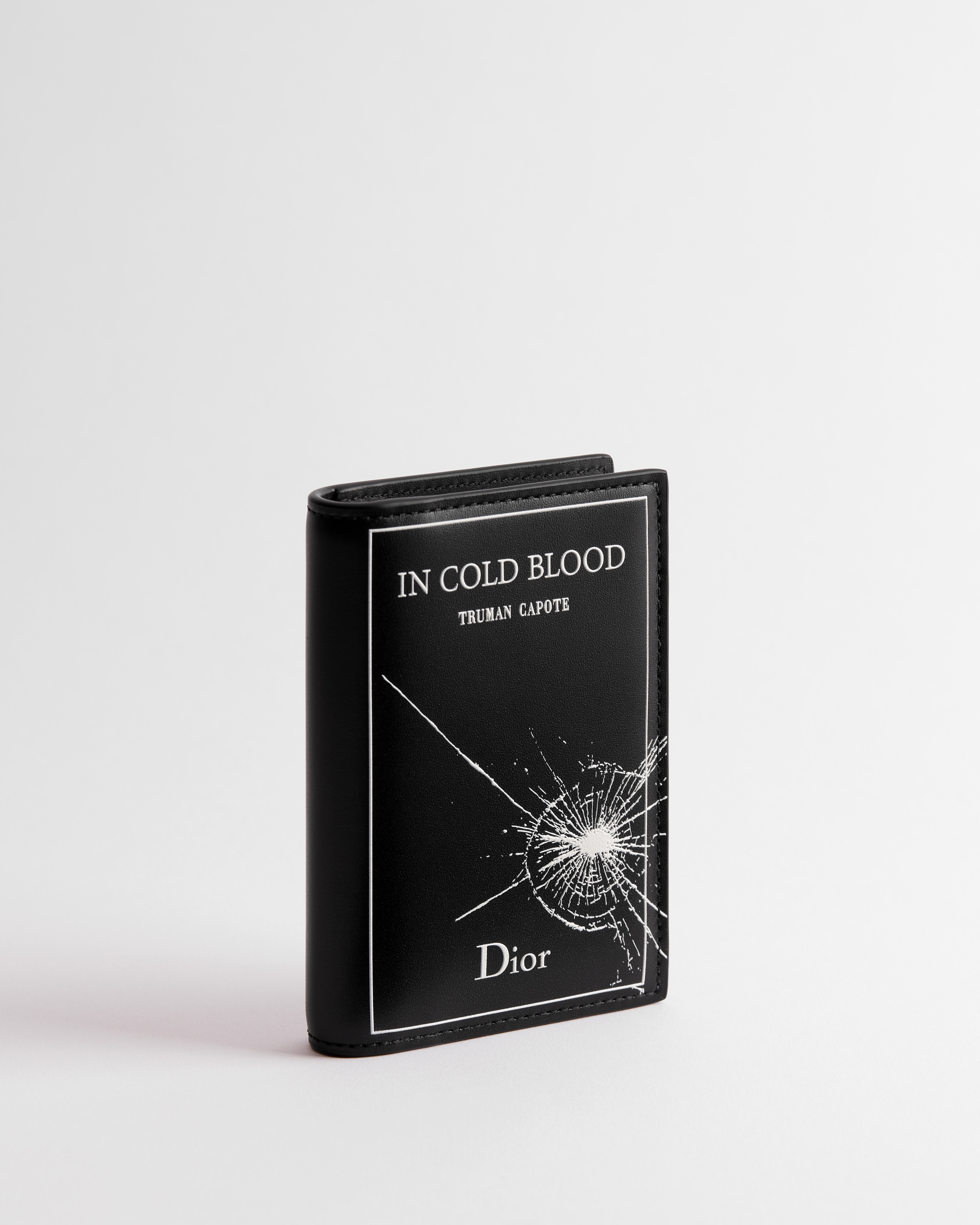 双折卡夹 黑色牛皮革白色 Book Cover 压花图案 E03