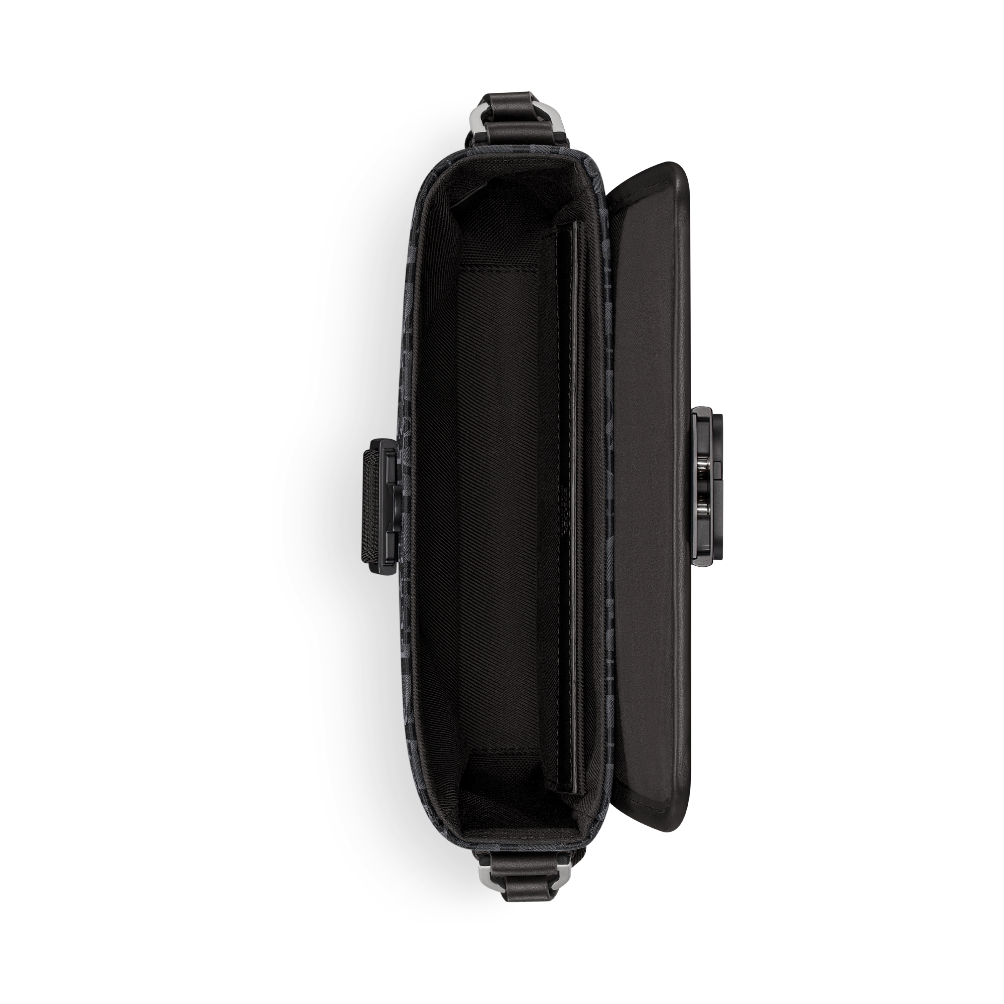 迷你 Dior Trek 翻盖信使包 黑色 Oblique 印花尼龙 E06