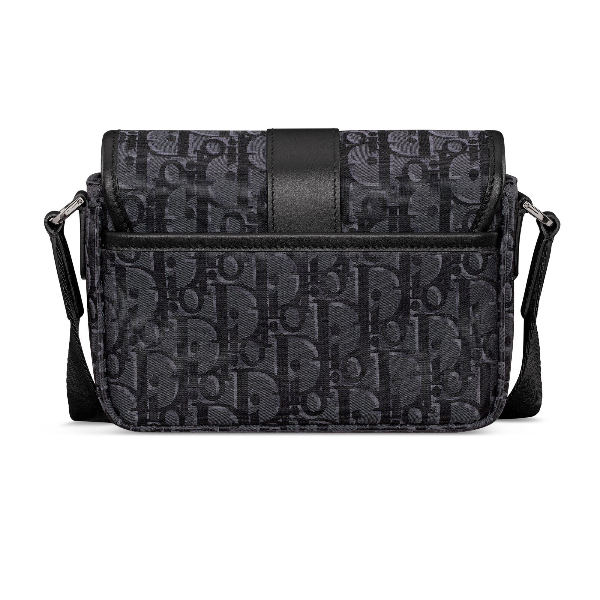 迷你 Dior Trek 翻盖信使包 黑色 Oblique 印花尼龙 E08