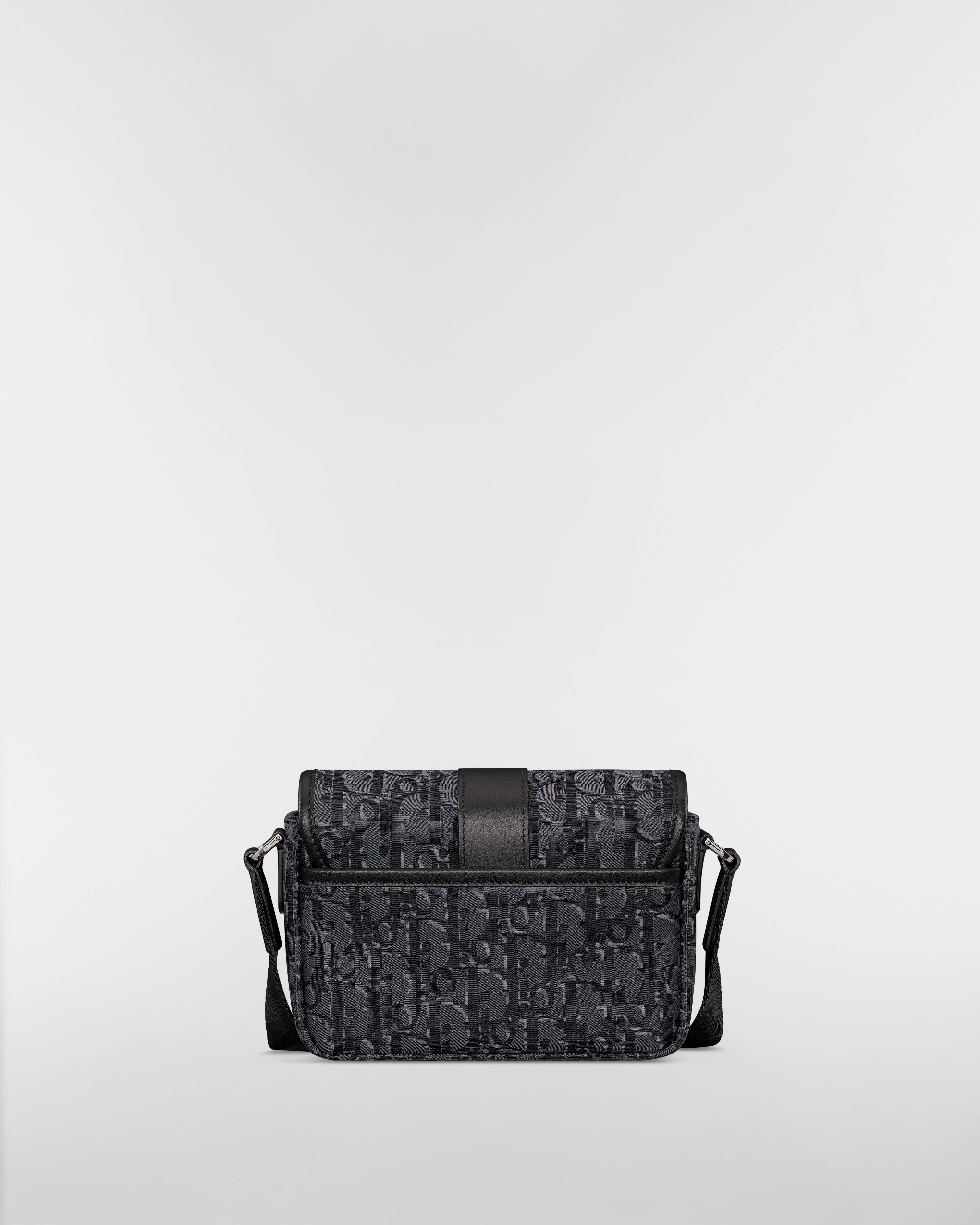 迷你 Dior Trek 翻盖信使包 黑色 Oblique 印花尼龙 E08