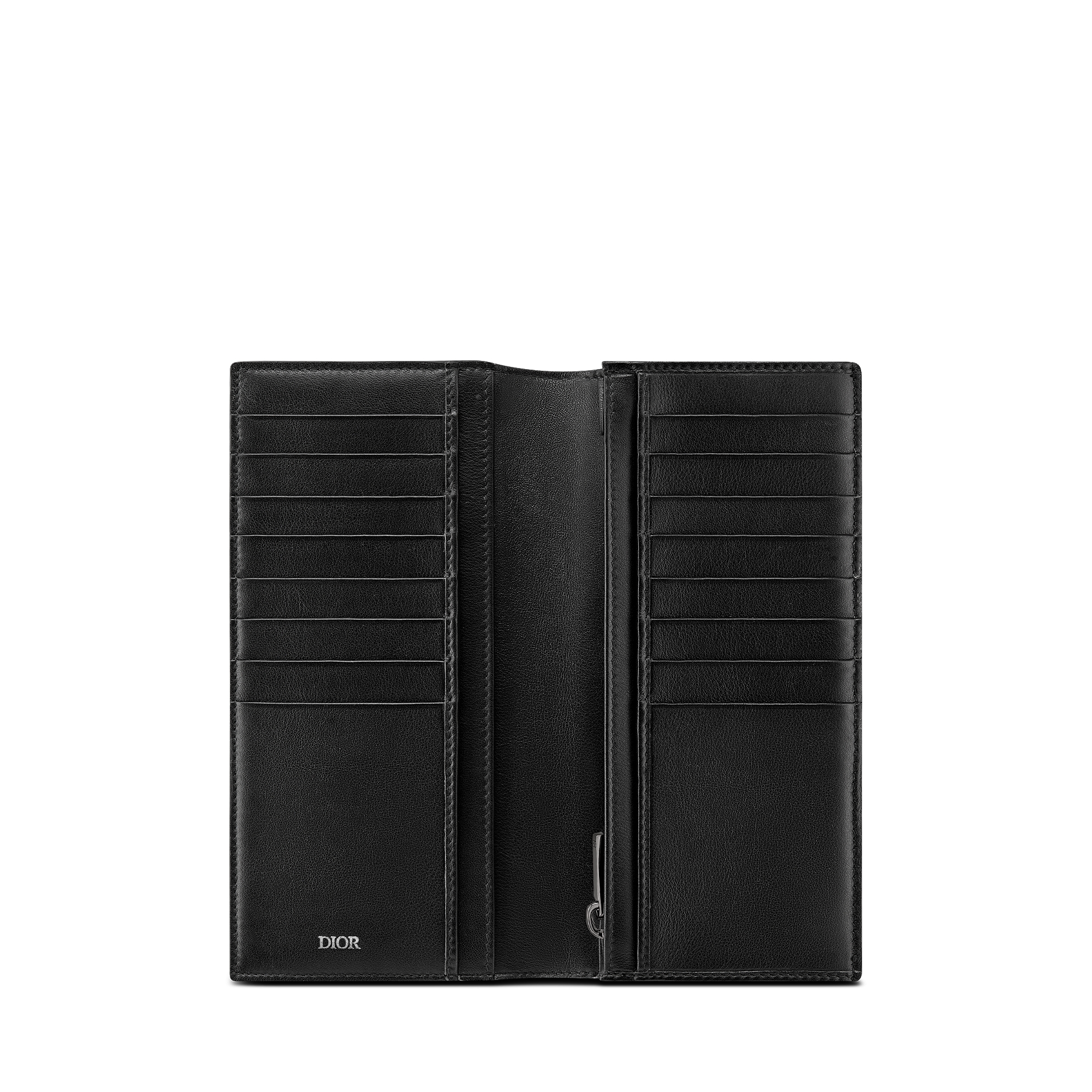 竖版双折钱包 黑色粒面牛皮革 CD Icon 标志 E07