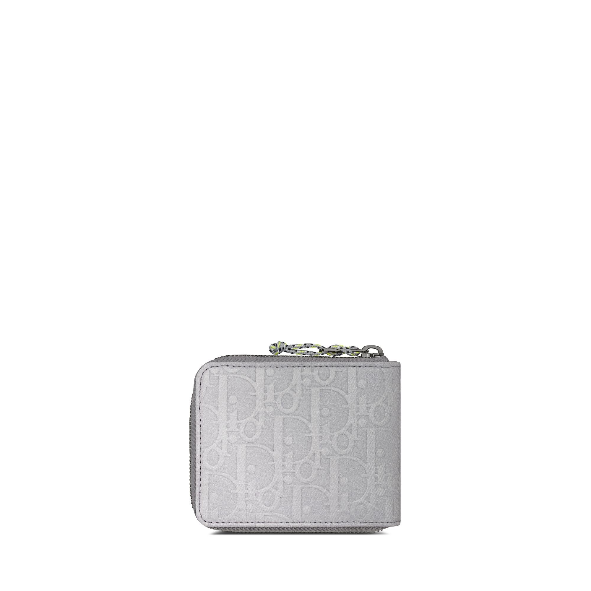 DIOR AND LEWIS HAMILTON 拉链式钱包 银色调 Oblique 印花反光锦纶 E08