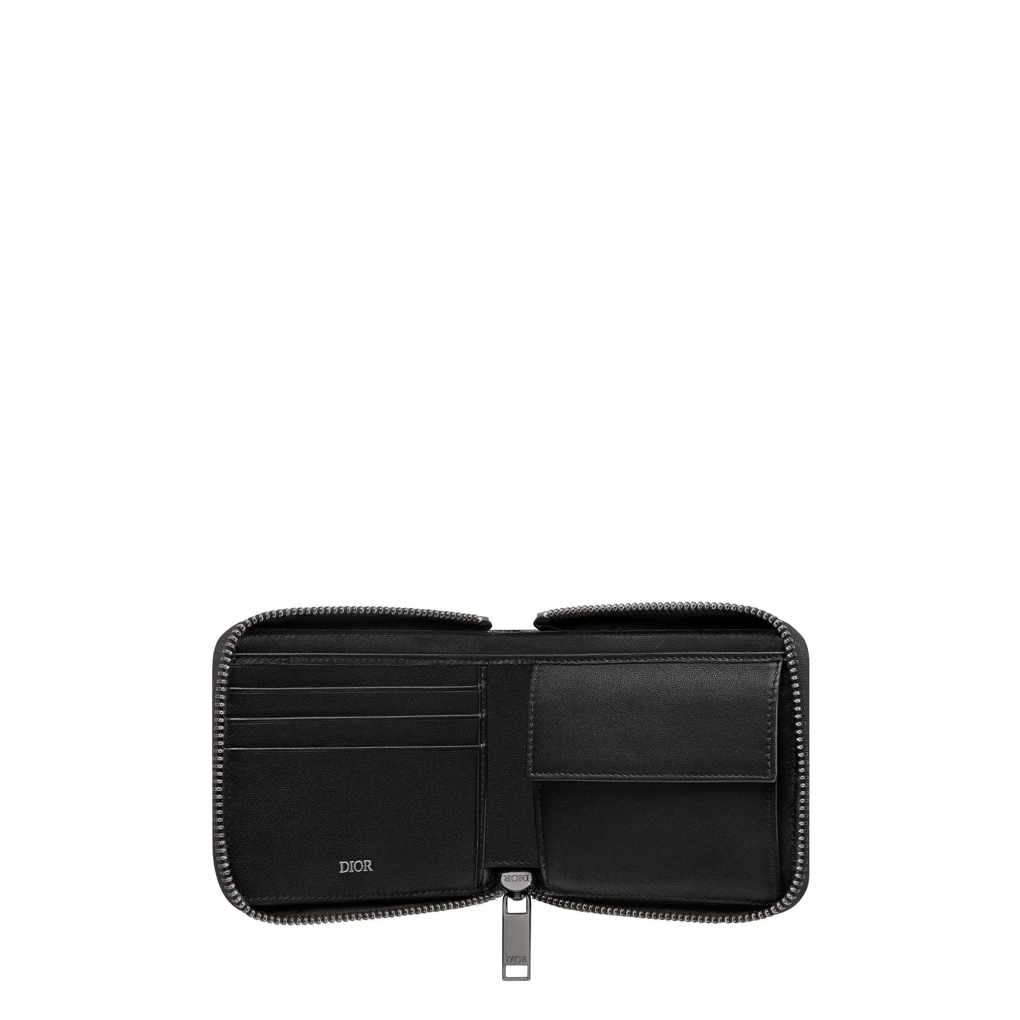 拉链式钱包 米色和黑色 Oblique 印花面料 E07