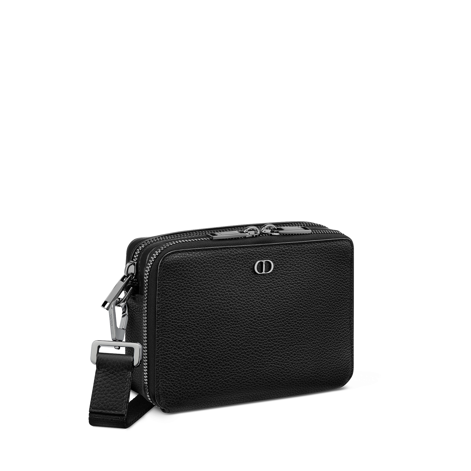 拉链手拿包（附肩带） 黑色粒面牛皮革 CD Icon 标志 E03