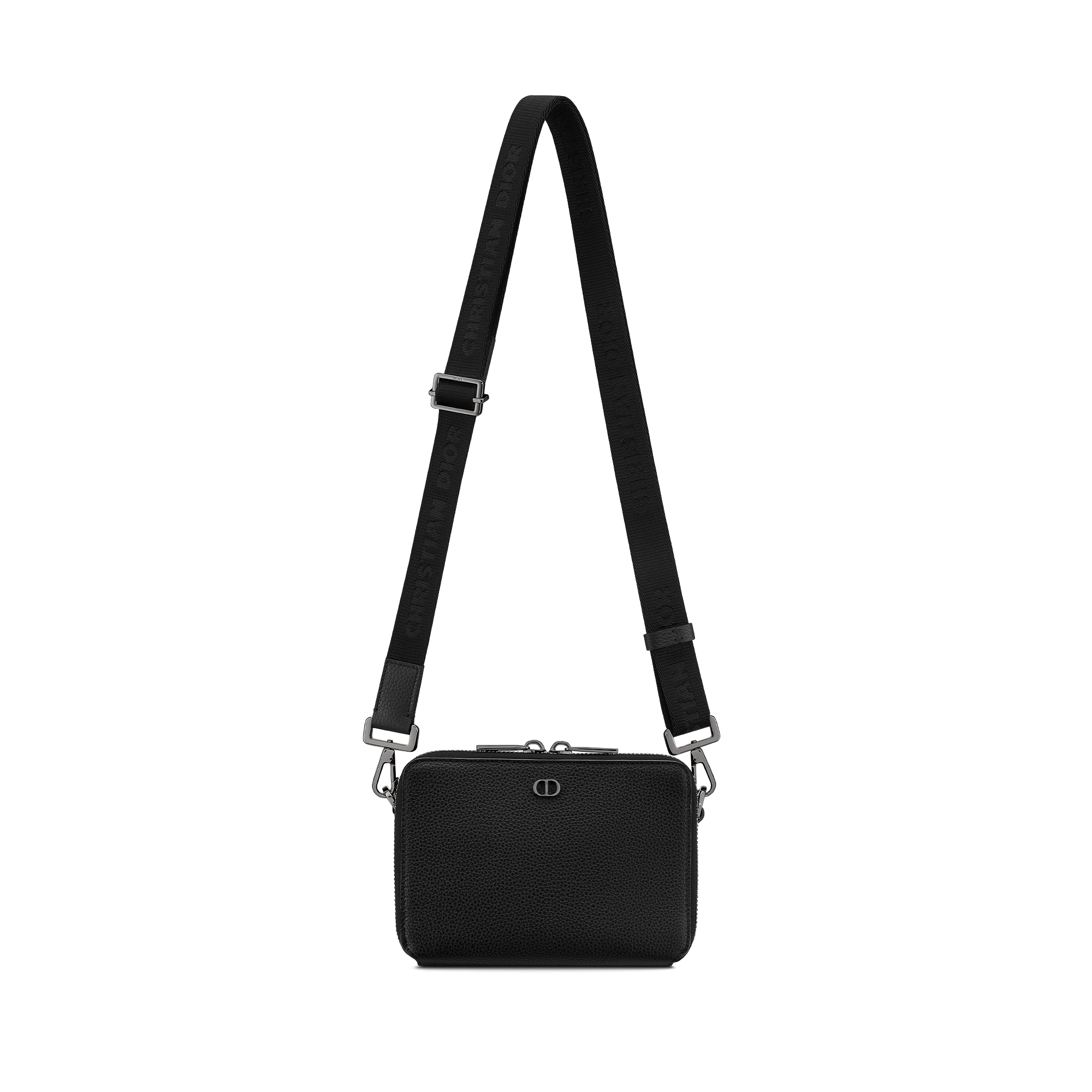 拉链手拿包（附肩带） 黑色粒面牛皮革 CD Icon 标志 E07