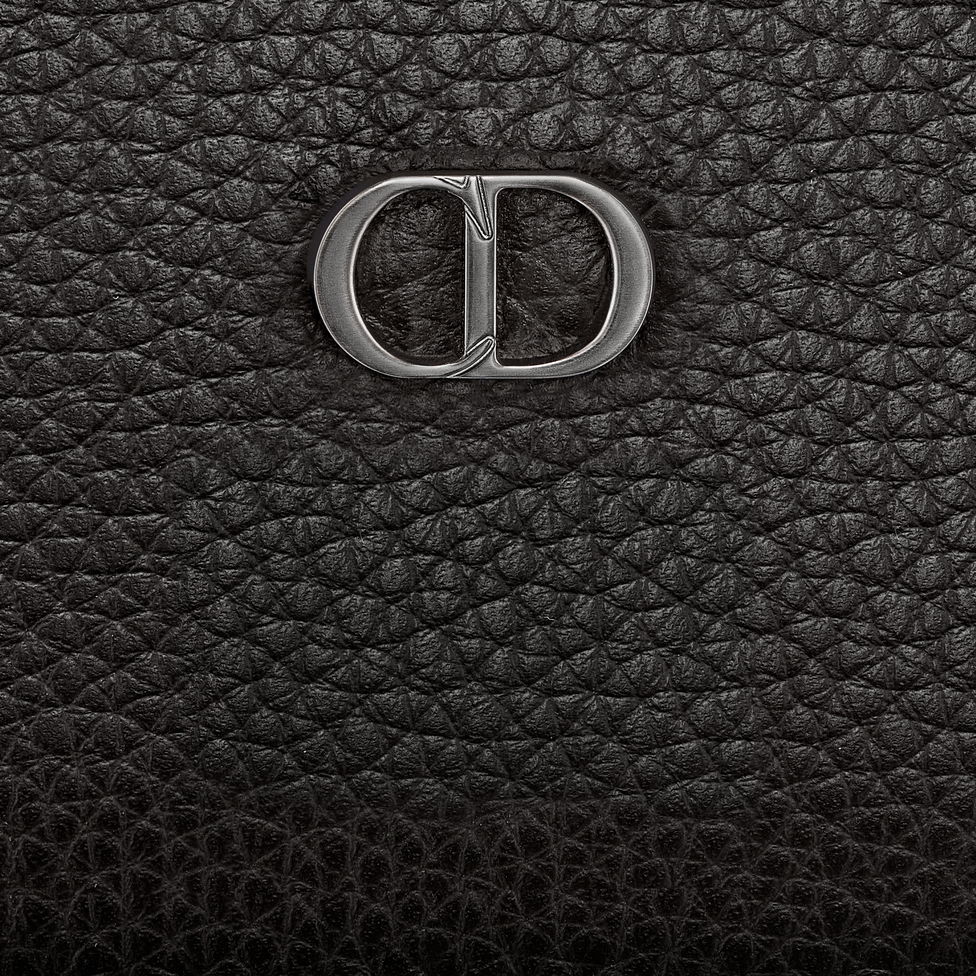 长款拉链式钱包 黑色粒面牛皮革 CD Icon 标志 E09