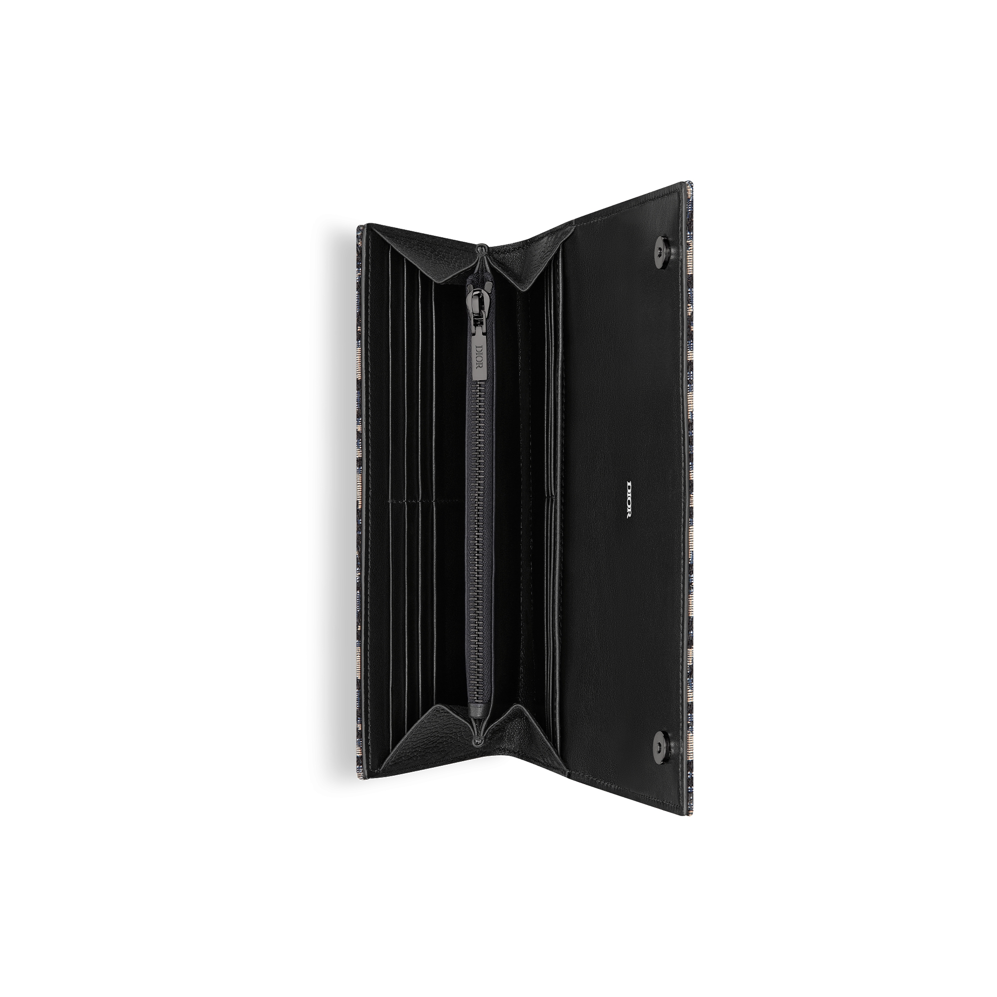 长款翻盖钱包 米色和黑色 Oblique 印花面料 E06