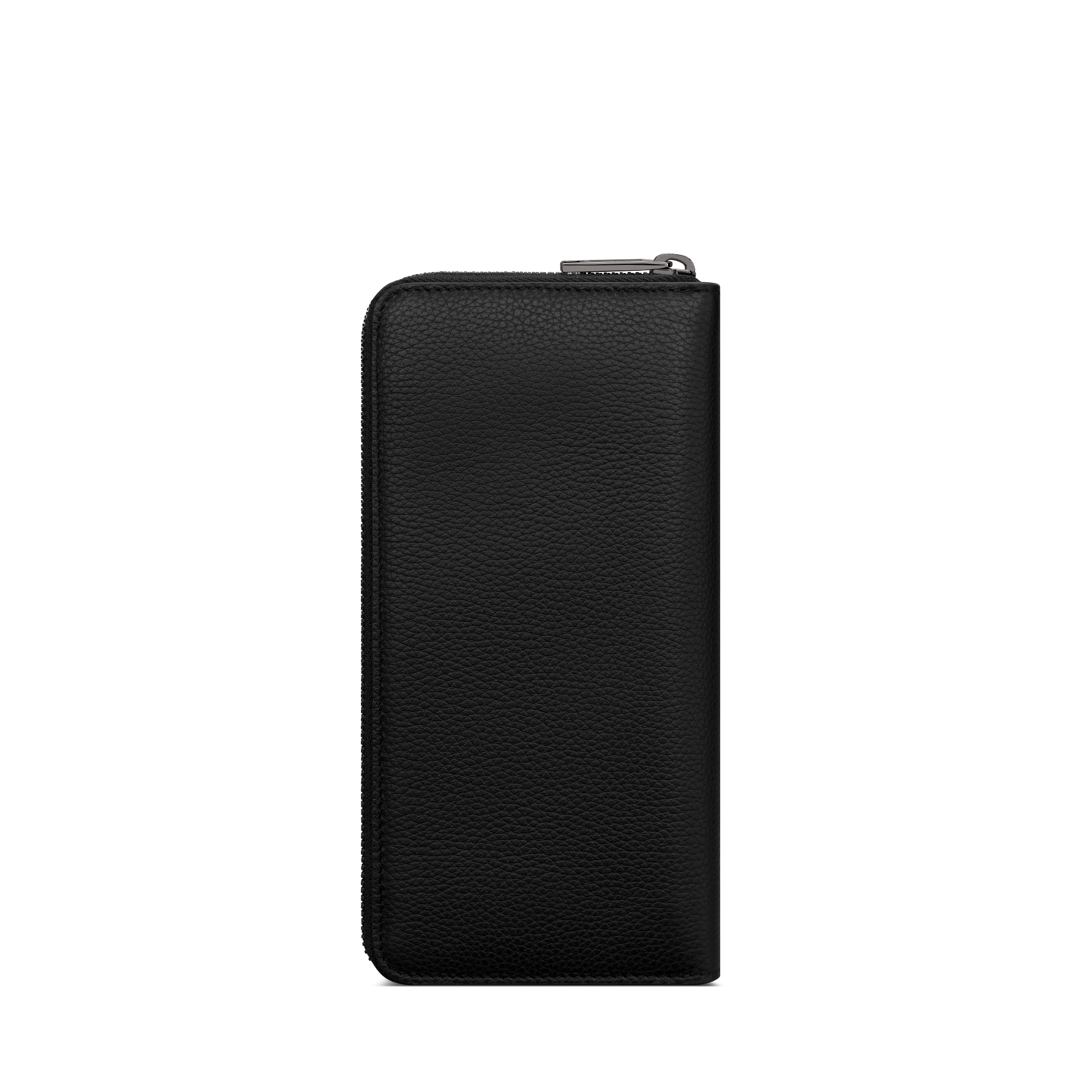 竖版长款拉链式钱包 黑色粒面牛皮革 CD Icon 标志 E08