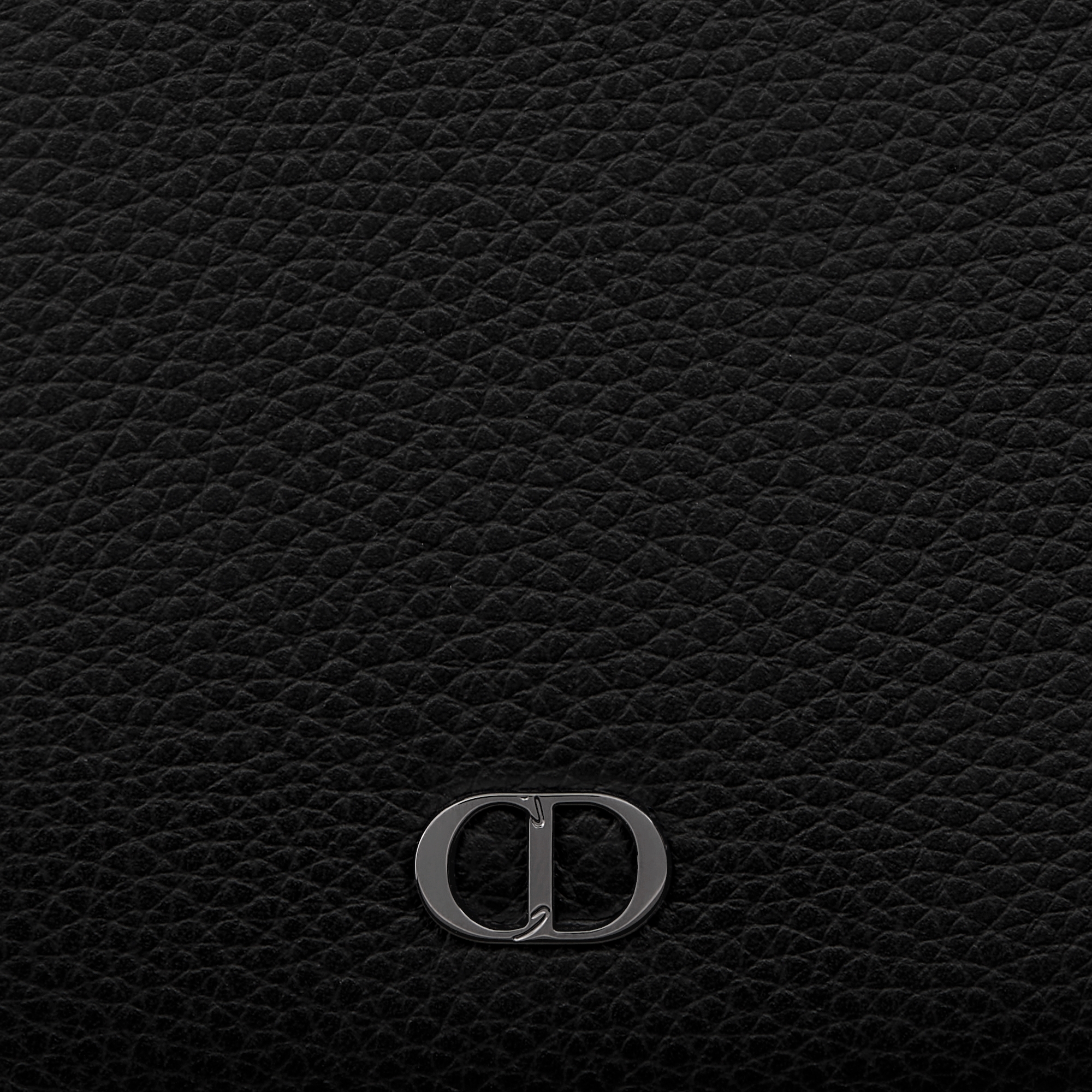 竖版长款拉链式钱包 黑色粒面牛皮革 CD Icon 标志 E09