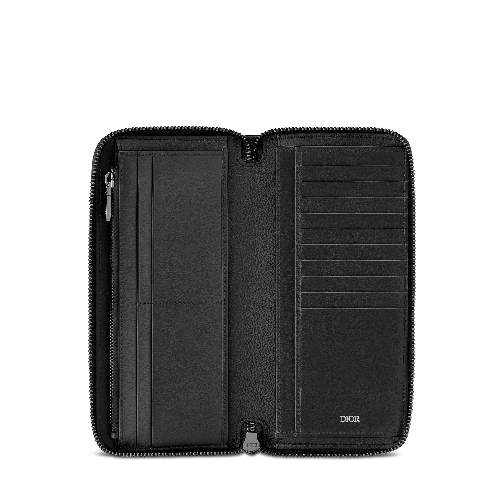 竖版长款拉链式钱包 黑色 Dior Gravity 印花效果皮革 E07