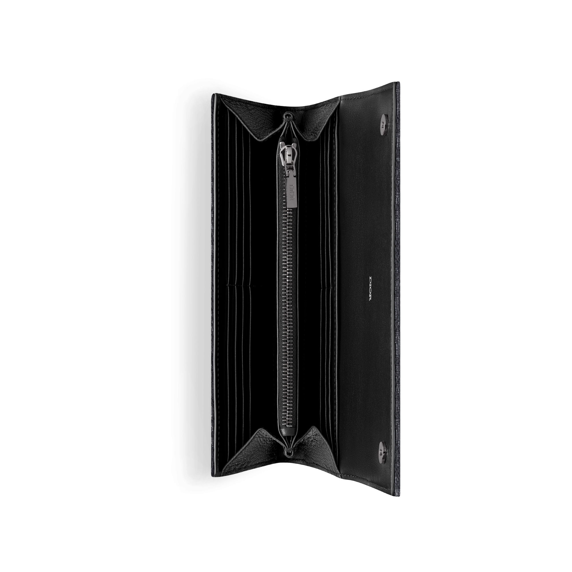 长款翻盖钱包 黑色 Oblique 印花面料 E06