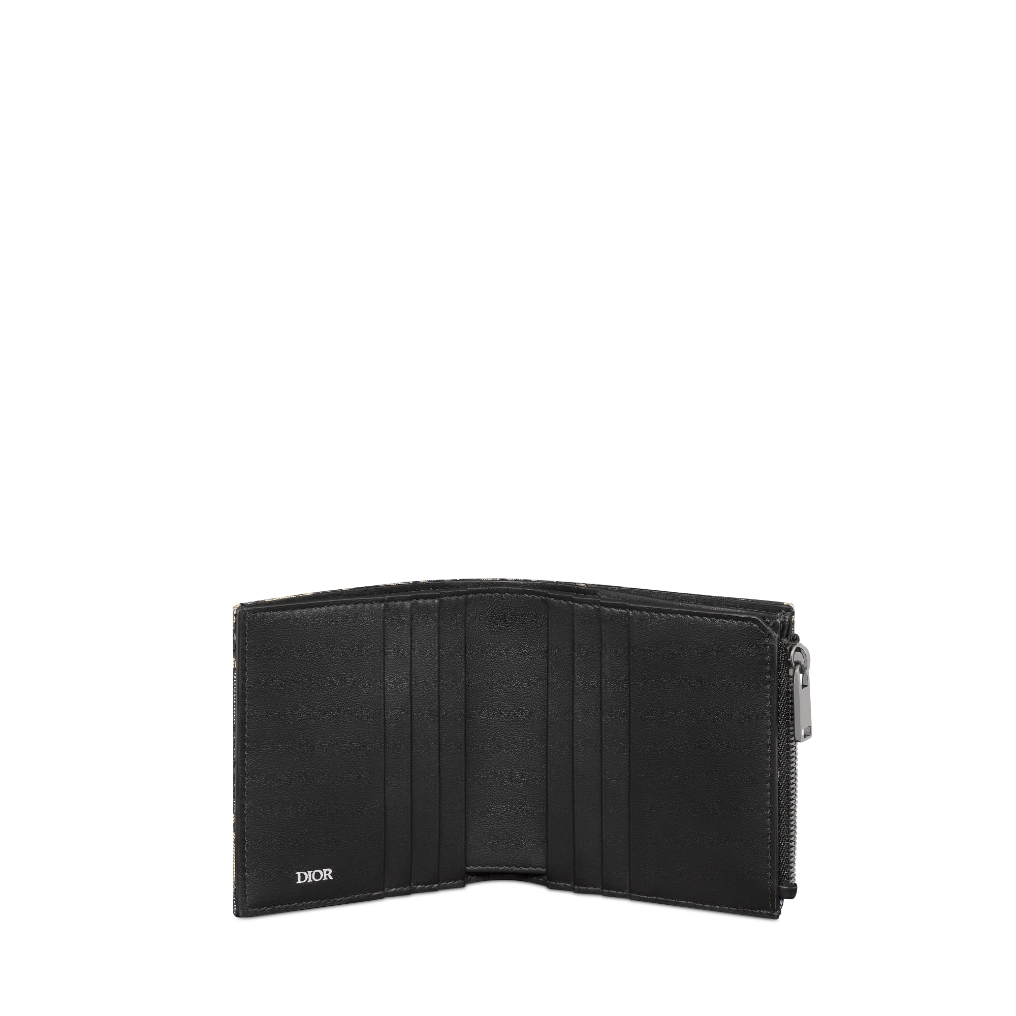 双折钱包 米色和黑色 Oblique 印花面料 E07