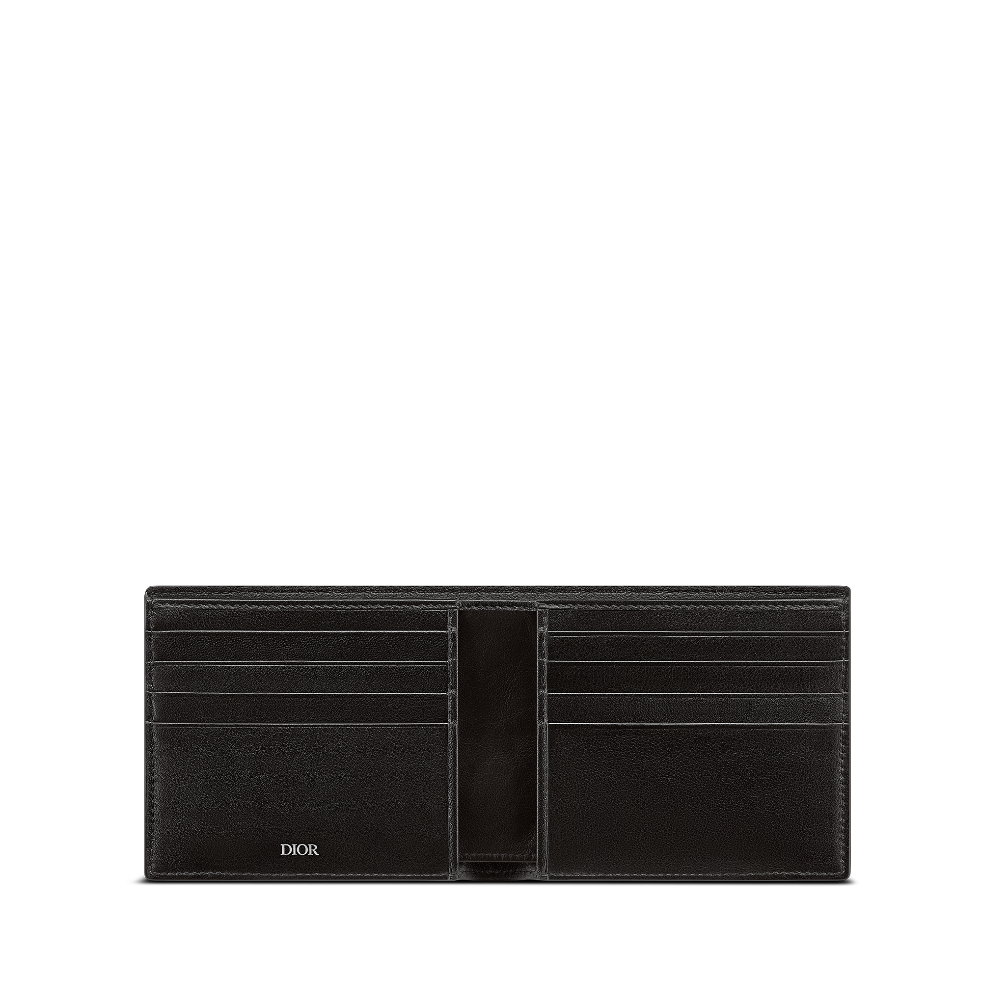 双折钱包 黑色粒面牛皮革 CD Icon 标志 E07