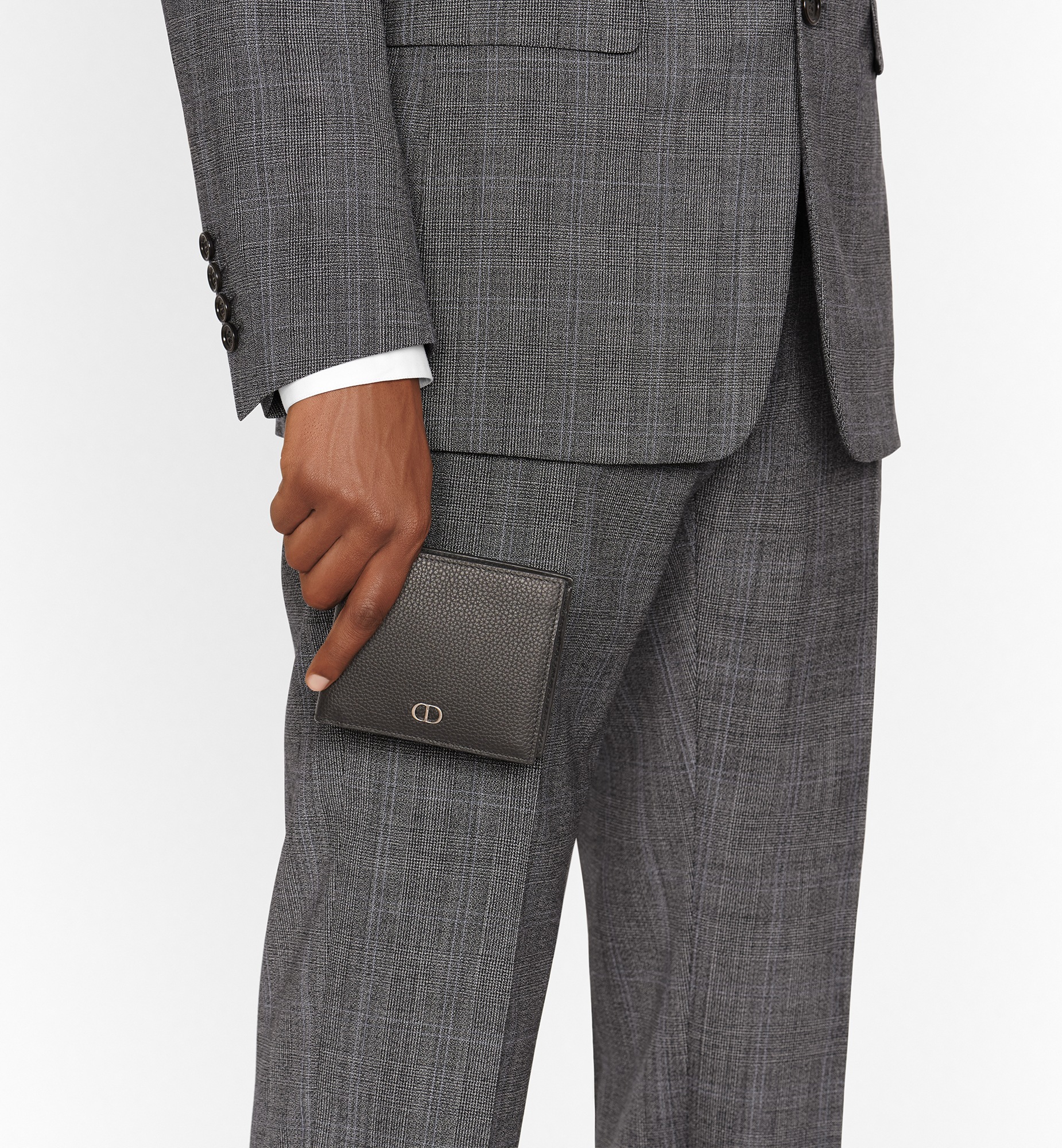 双折钱包 黑色粒面牛皮革 CD Icon 标志 E12