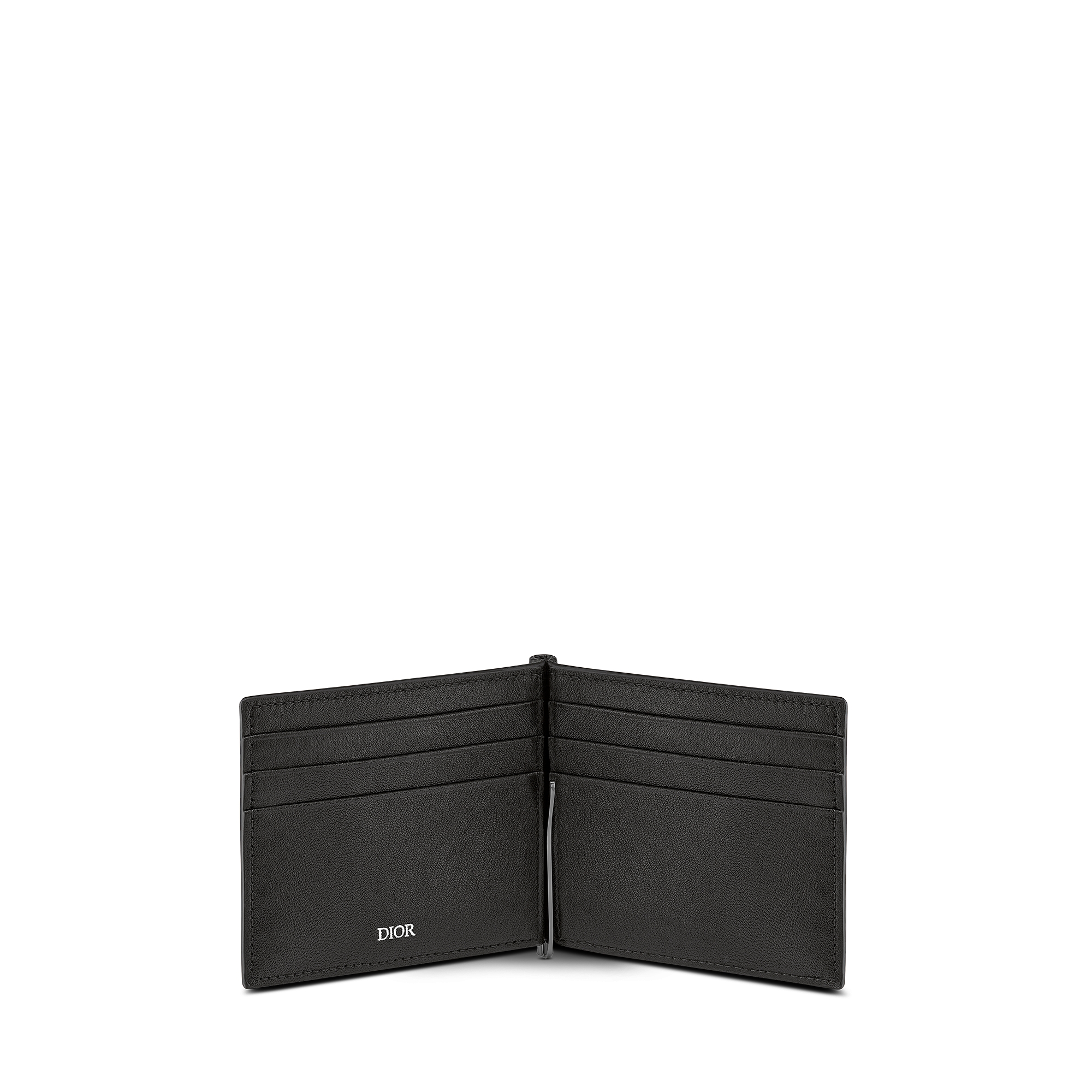 钱包 黑色粒面牛皮革 CD Icon 标志搭配现金夹 E07