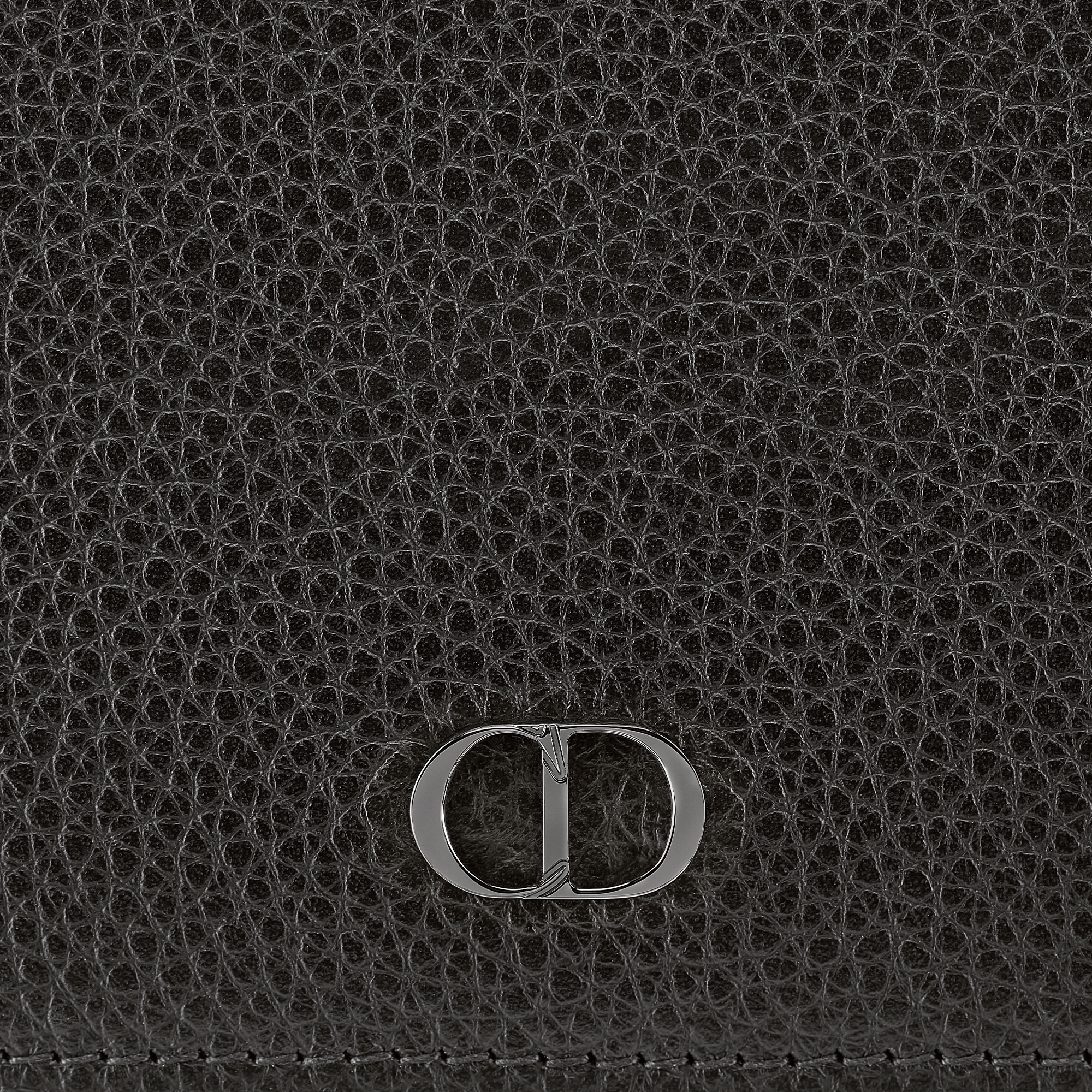 钱包 黑色粒面牛皮革 CD Icon 标志搭配现金夹 E09