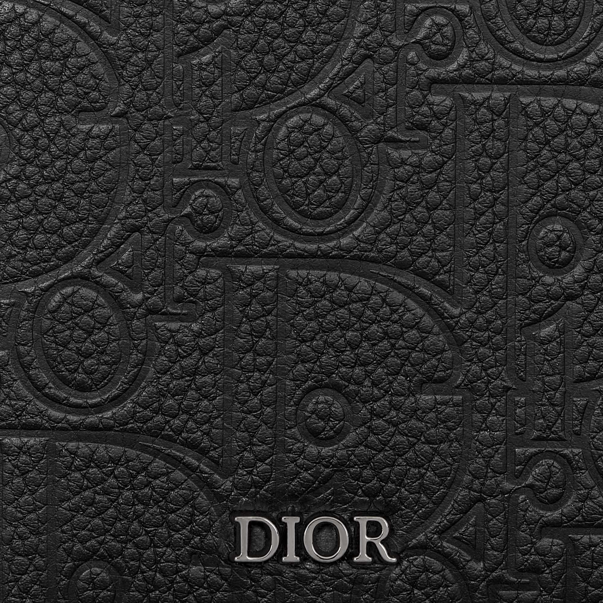 竖版双折钱包 黑色 Dior Gravity 印花效果皮革和黑色光滑牛皮革 E09