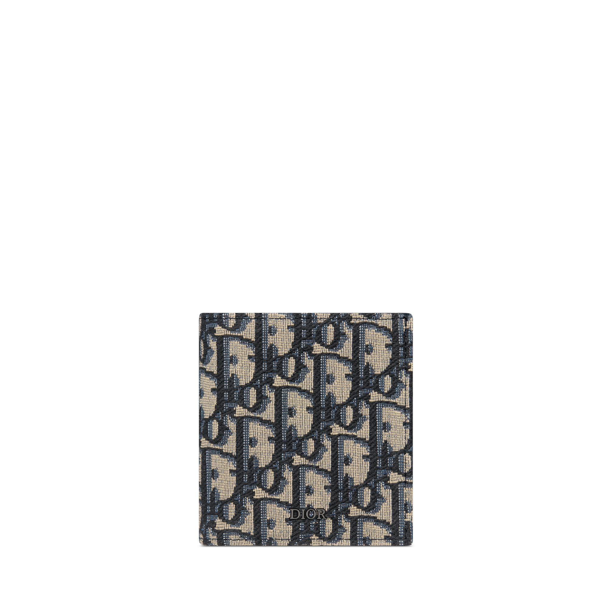 竖版双折钱包 米色和黑色 Oblique 印花面料 E01