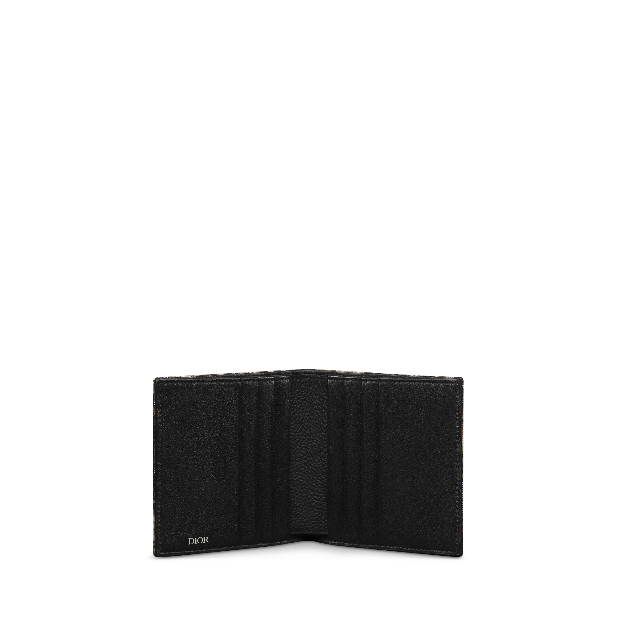 竖版双折钱包 米色和黑色 Oblique 印花面料 E07