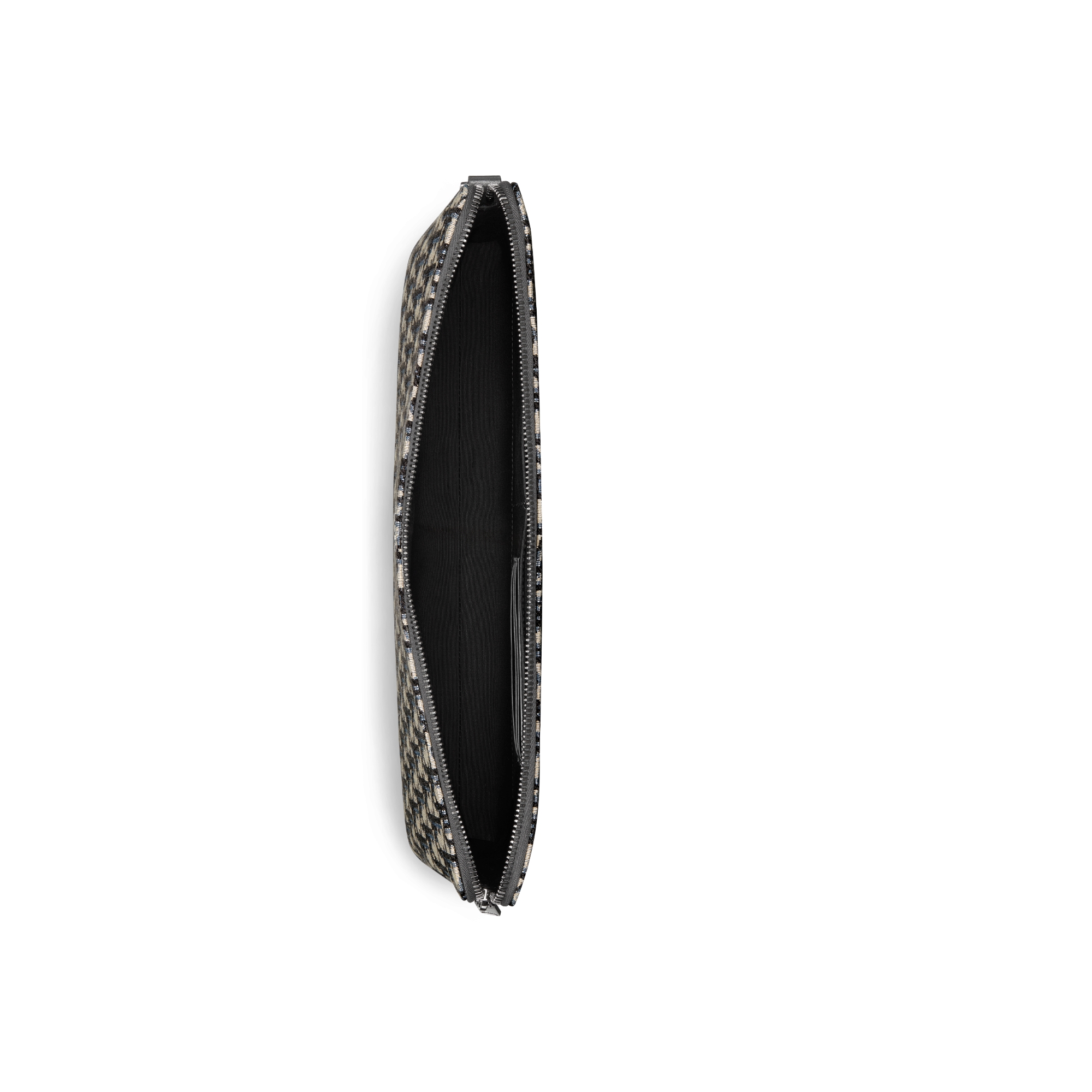 A4 拉链手拿包 米色和黑色 Oblique 印花面料 E06