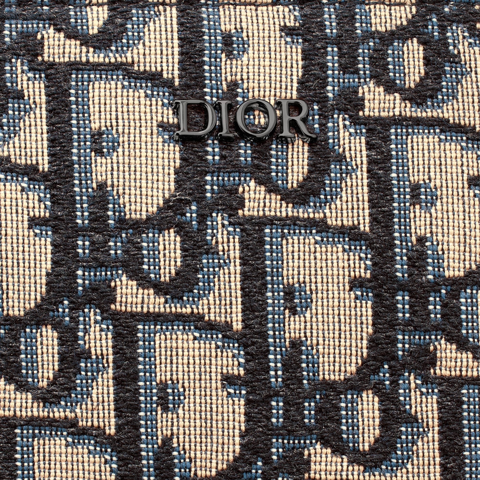 A4 拉链手拿包 米色和黑色 Oblique 印花面料 E09