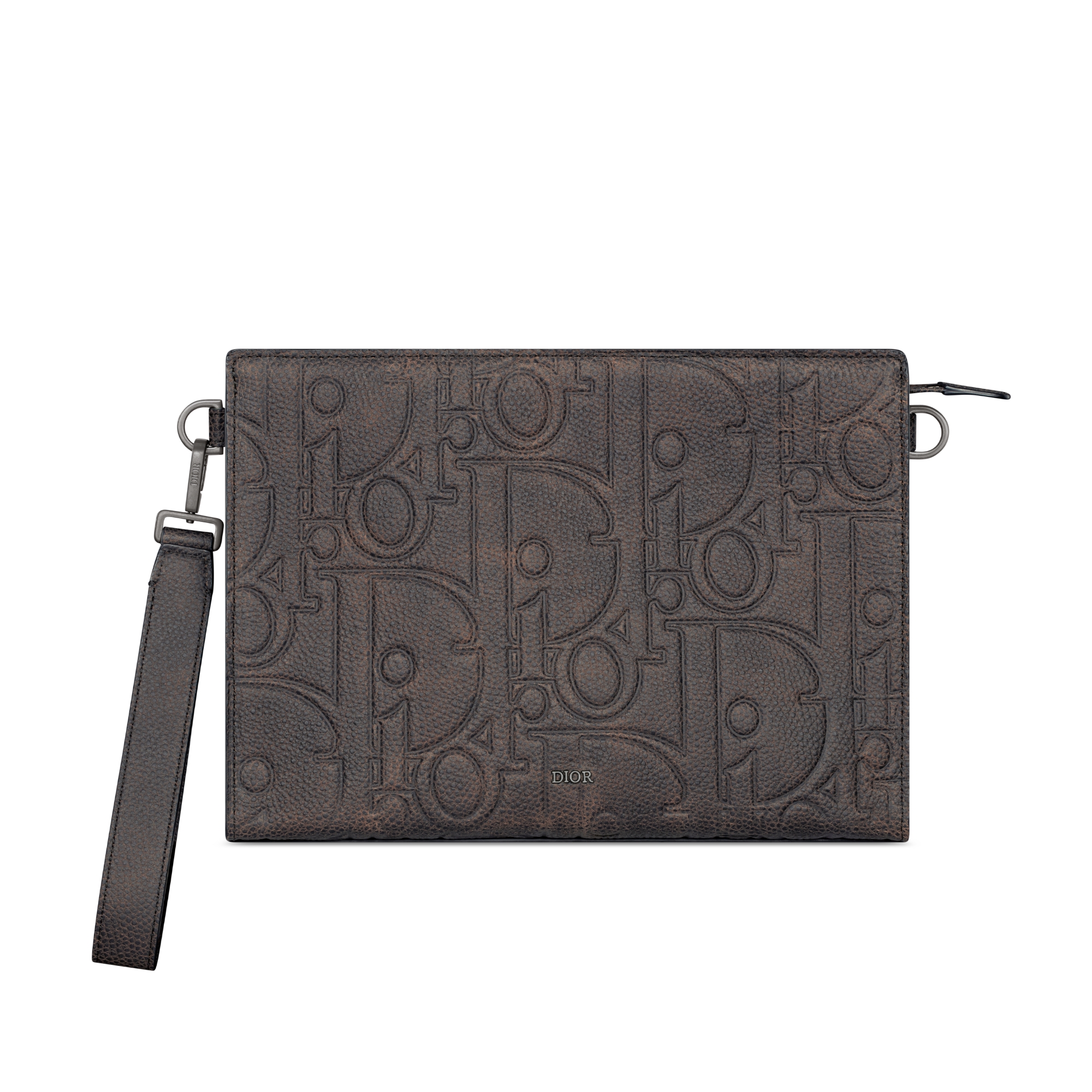 A5 三角形手拿包 棕色 Dior Gravity Vintage 印花效果皮革 E01