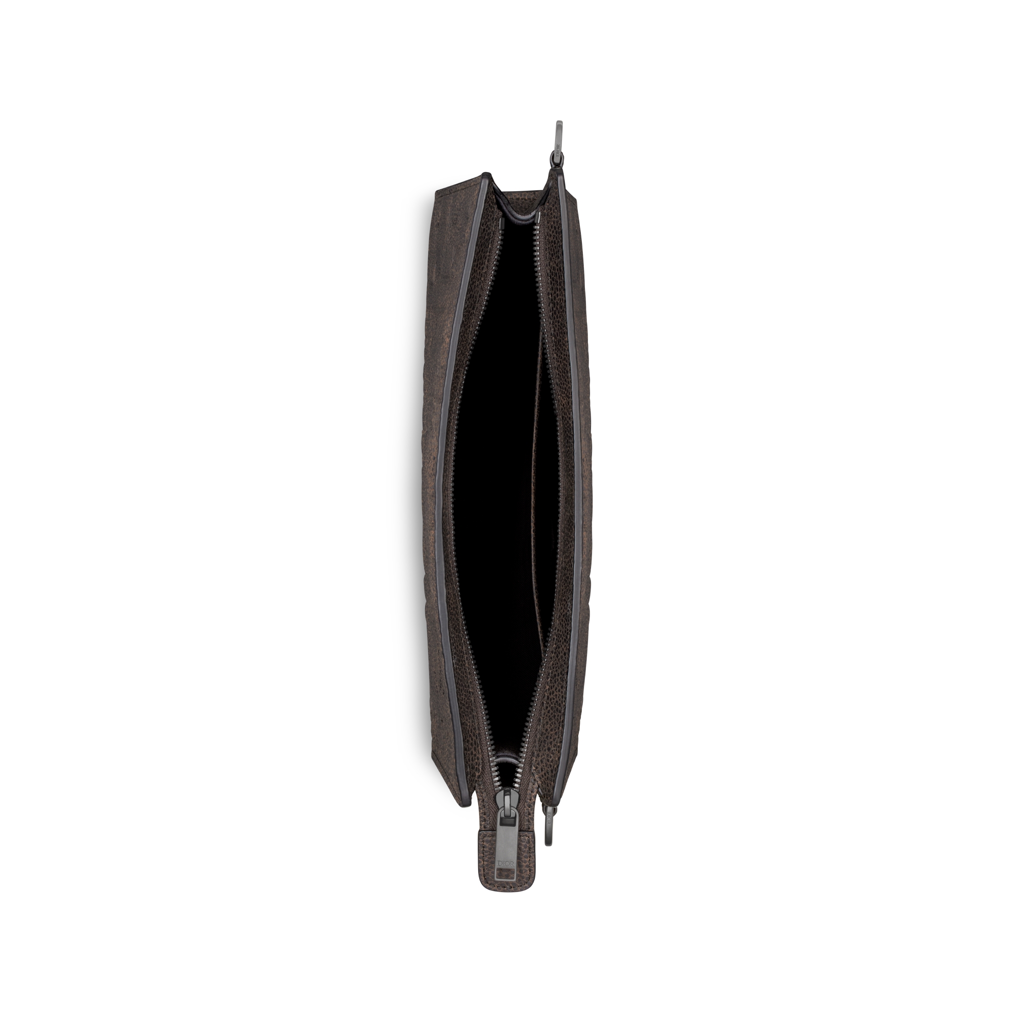 A5 三角形手拿包 棕色 Dior Gravity Vintage 印花效果皮革 E06