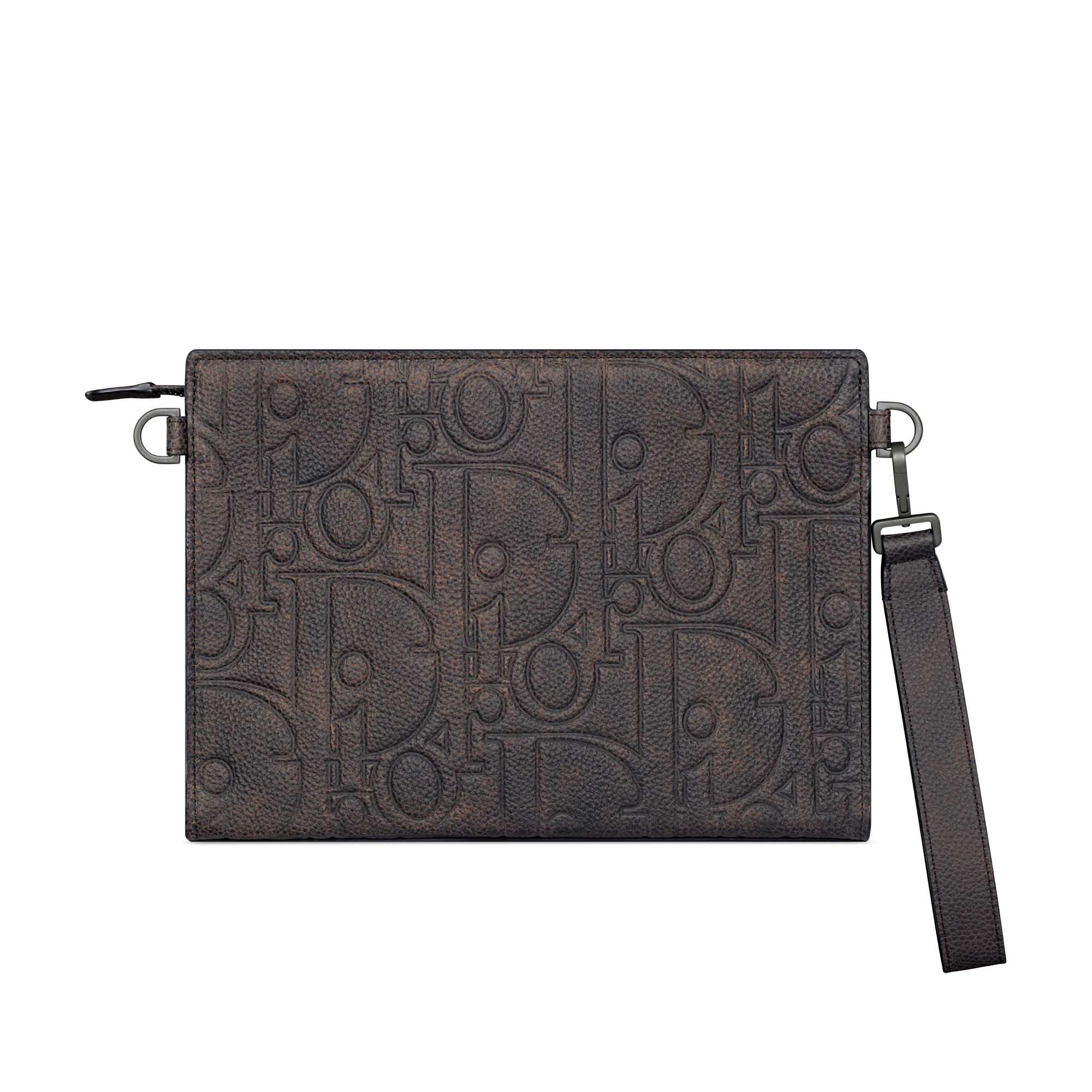 A5 三角形手拿包 棕色 Dior Gravity Vintage 印花效果皮革 E08