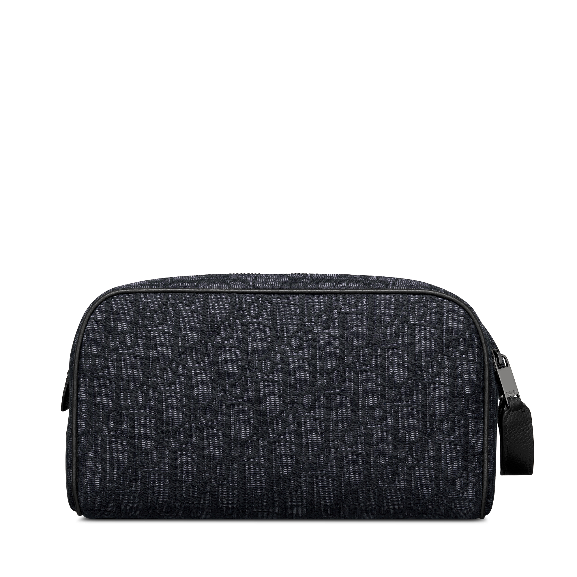 洗漱包 黑色 Oblique 印花面料和黑色粒面牛皮革 E08