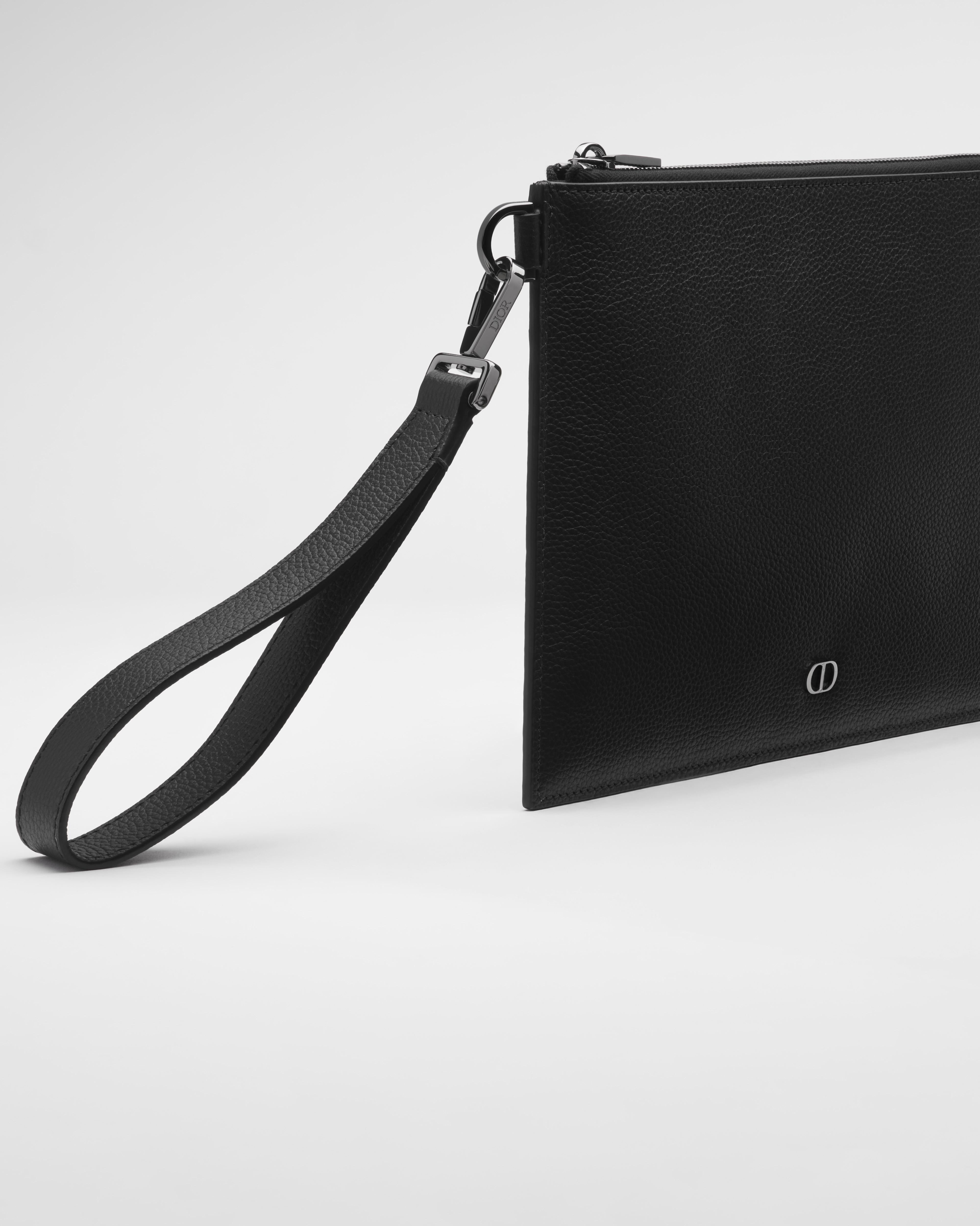 A5 手拿包 黑色粒面牛皮革 CD Icon 标志 E06