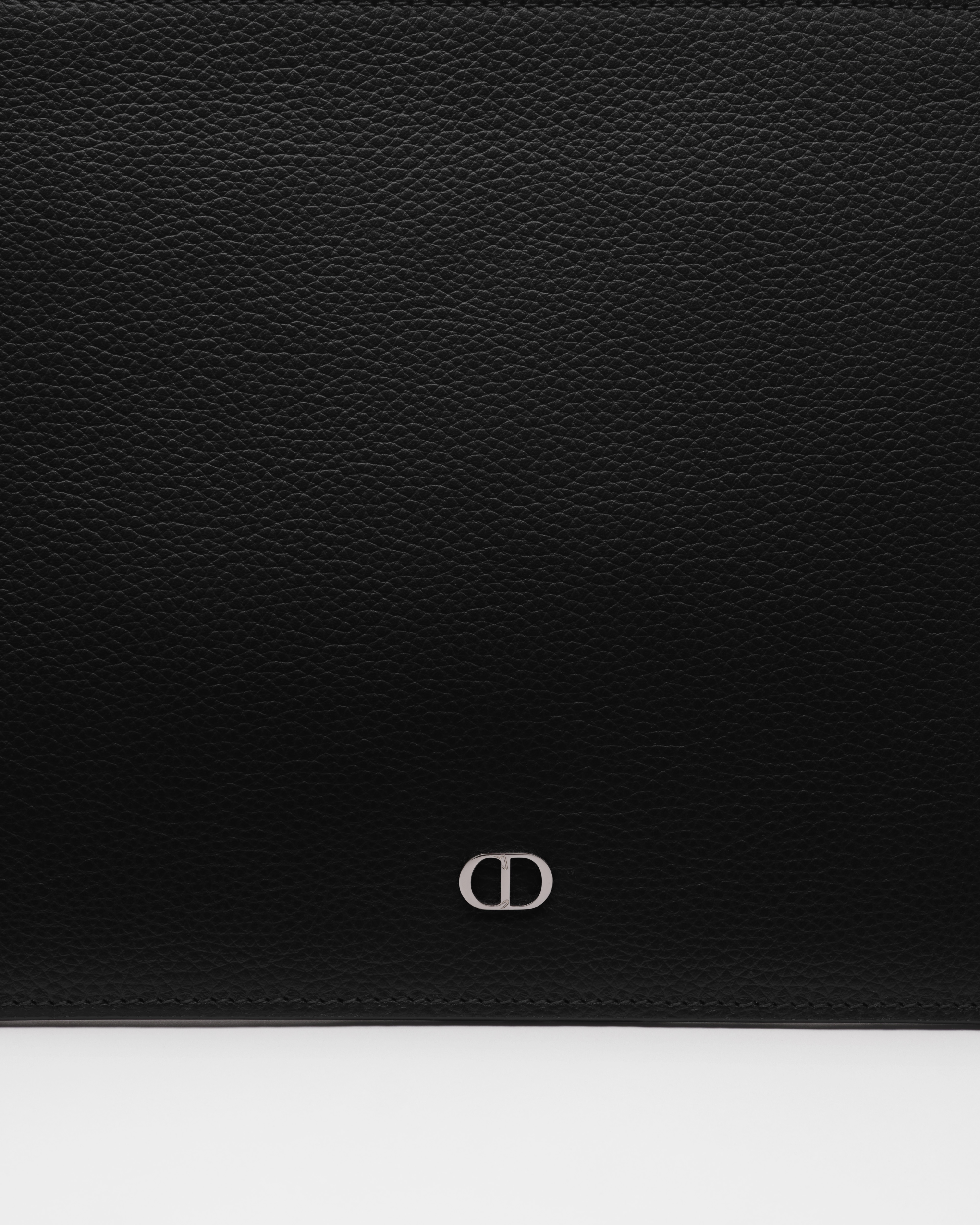 A5 手拿包 黑色粒面牛皮革 CD Icon 标志 E09