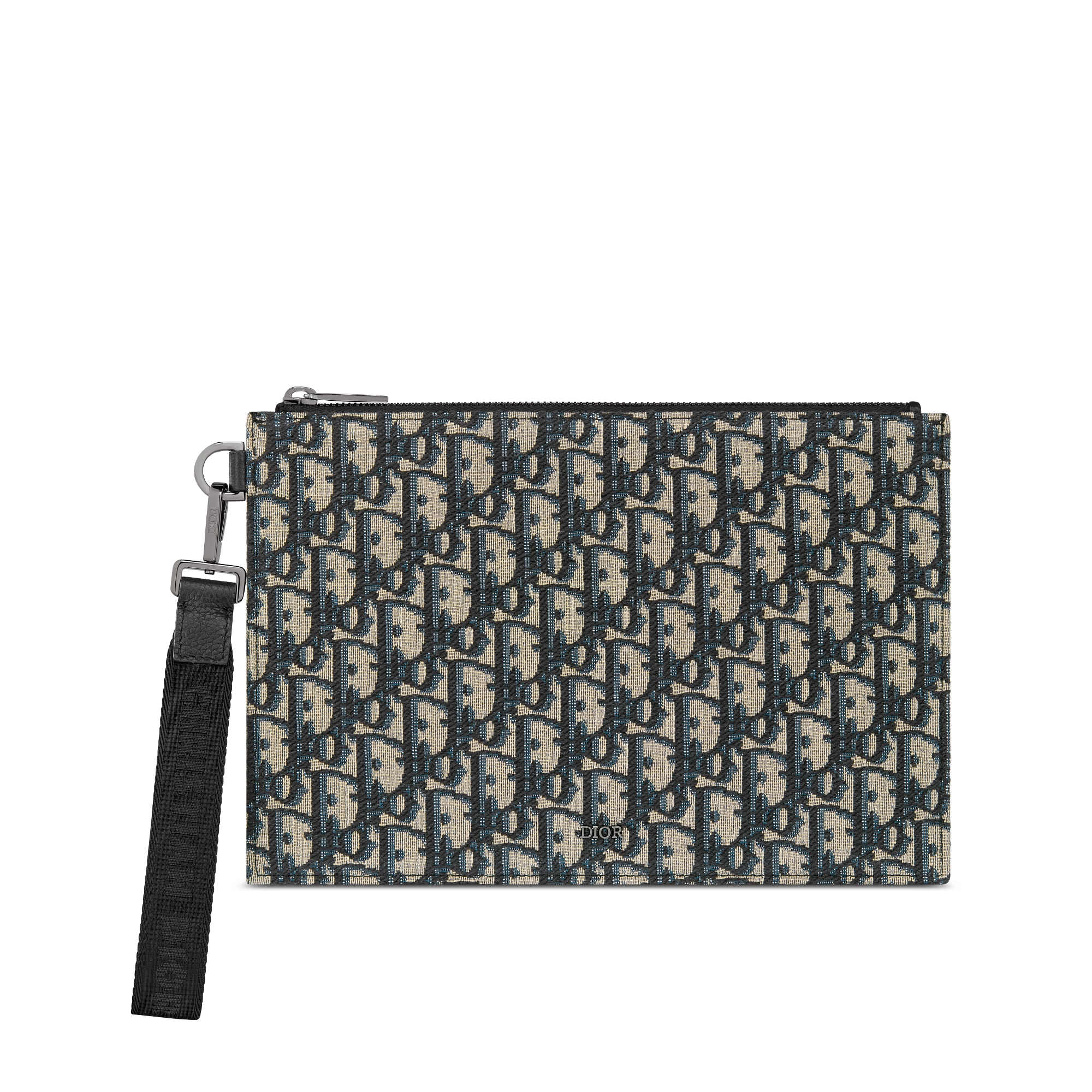 A5 手拿包 米色和黑色 Oblique 印花面料 E01